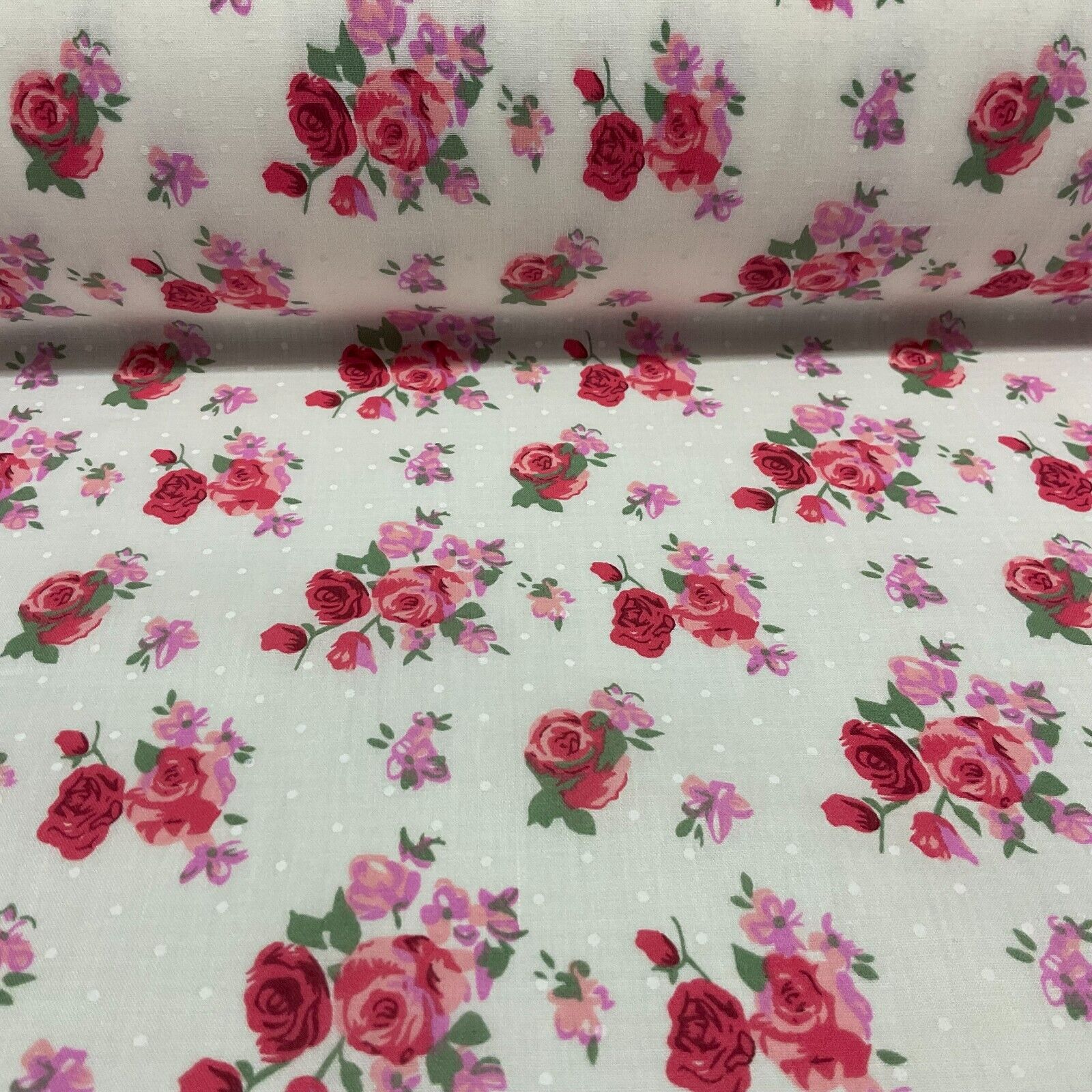 Vintage Floral Roses printed Poly cotton fabric 110cm Wide M1704