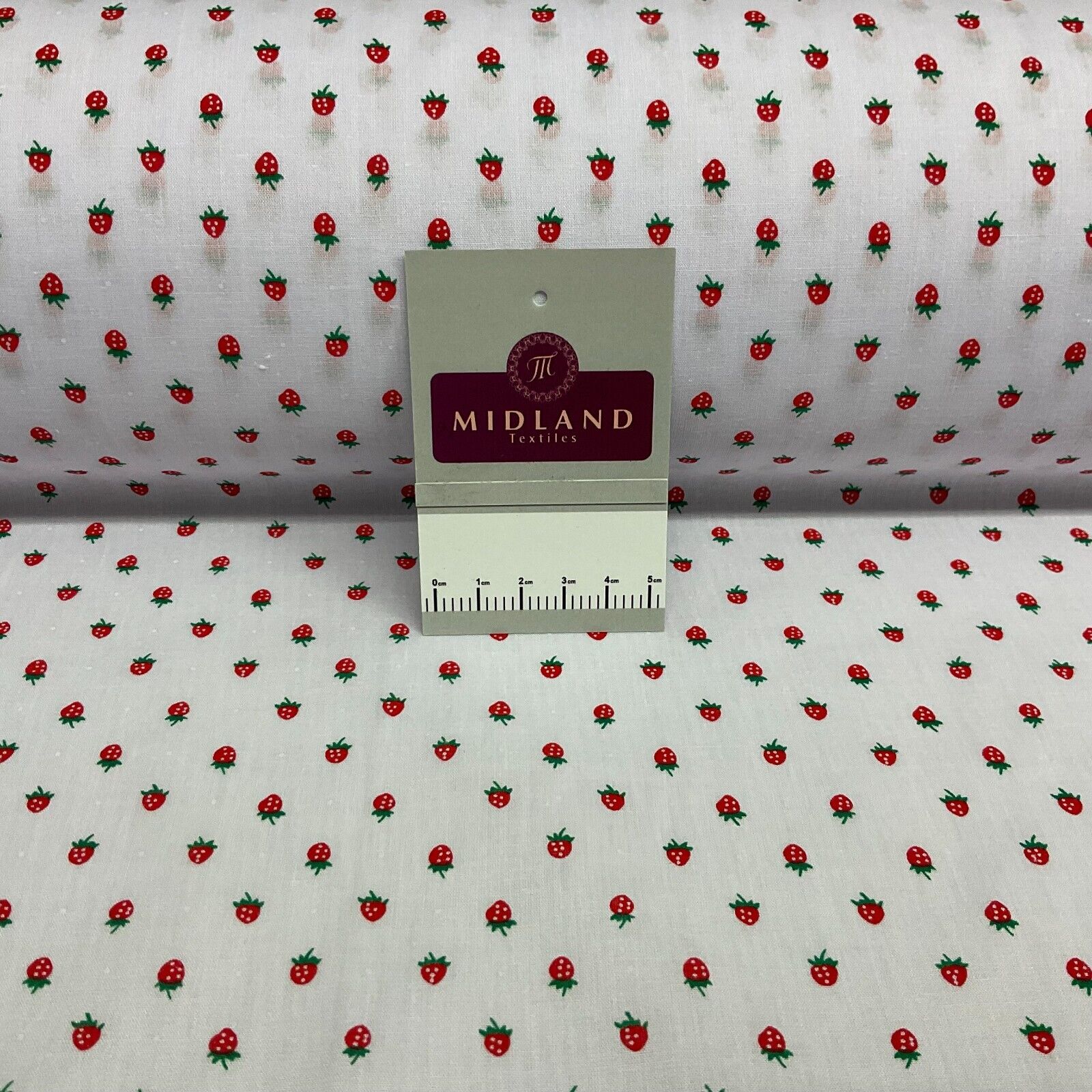 White Strawberry Strawberries Fruit  Poly cotton printed fabric 110cm wide M1700