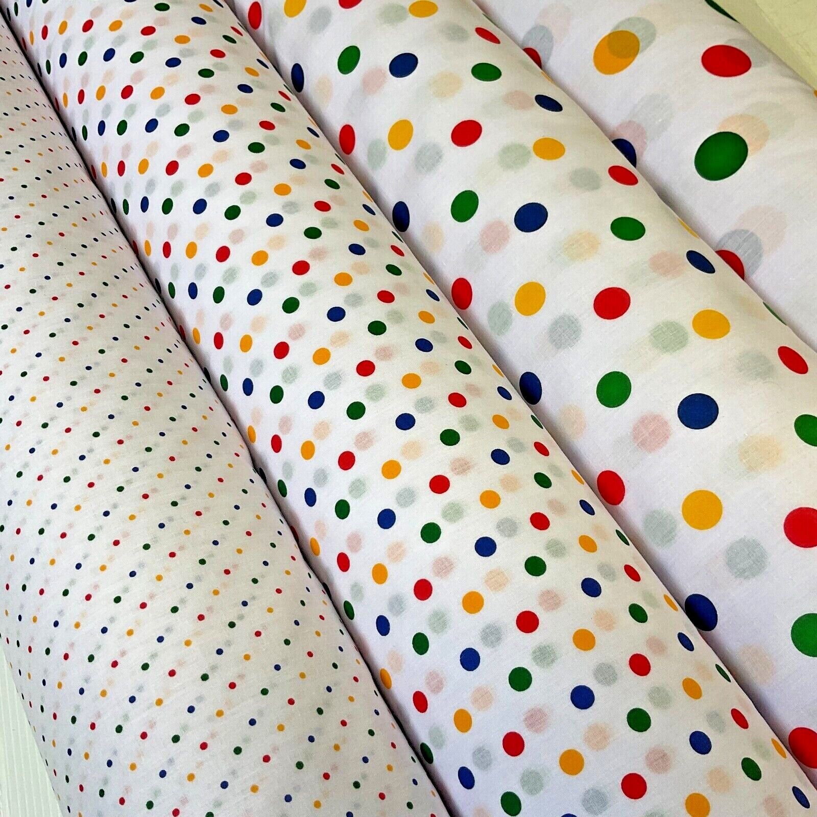 Multi coloured dot spot Poly cotton spotted dotted printed fabric M1709