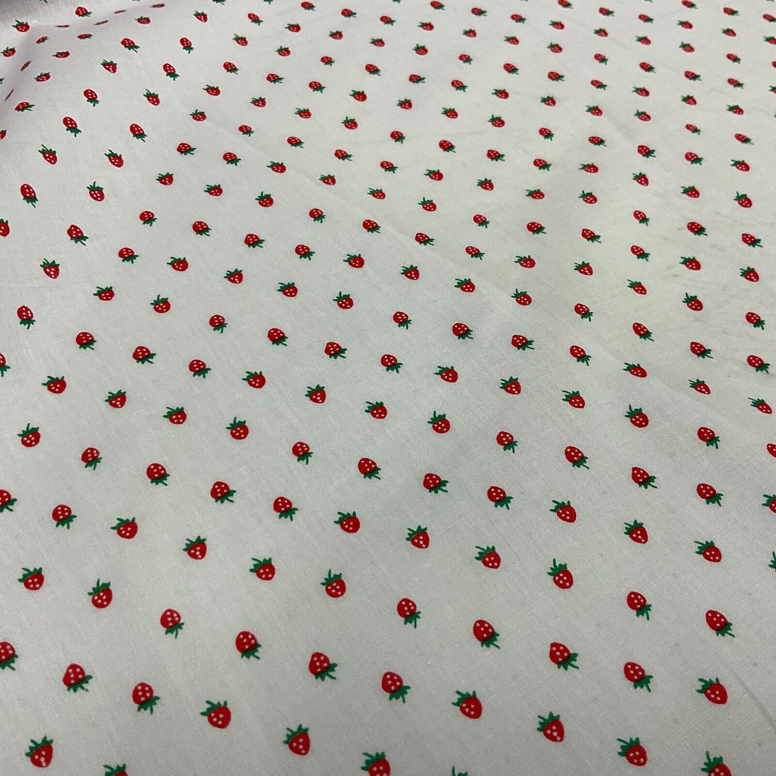 White Strawberry Strawberries Fruit  Poly cotton printed fabric 110cm wide M1700