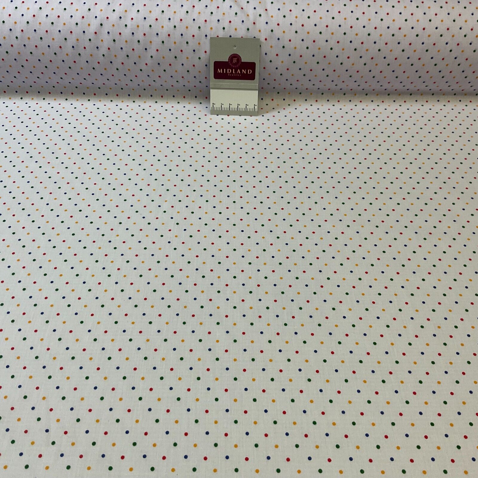 Multi coloured dot spot Poly cotton spotted dotted printed fabric M1709
