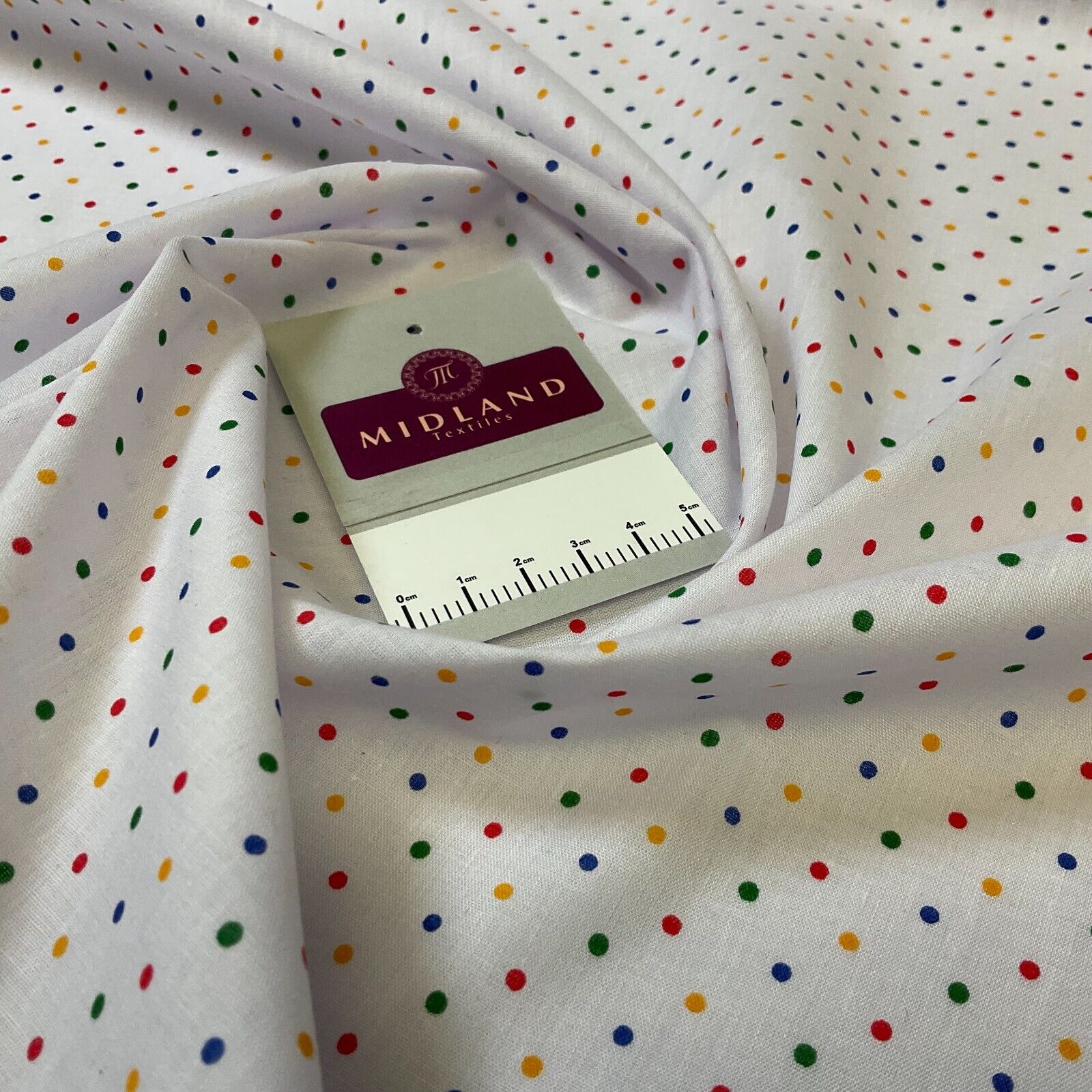 Multi coloured dot spot Poly cotton spotted dotted printed fabric M1709