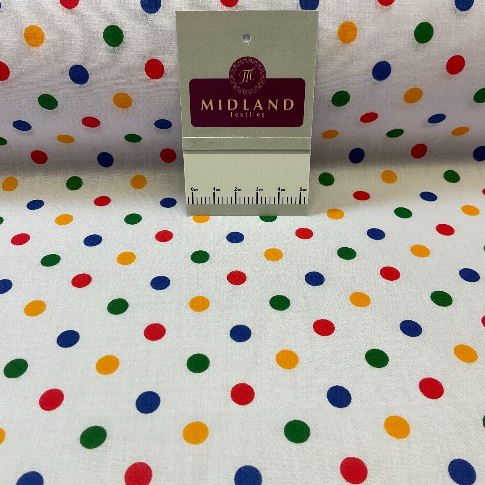 Multi coloured dot spot Poly cotton spotted dotted printed fabric M1709