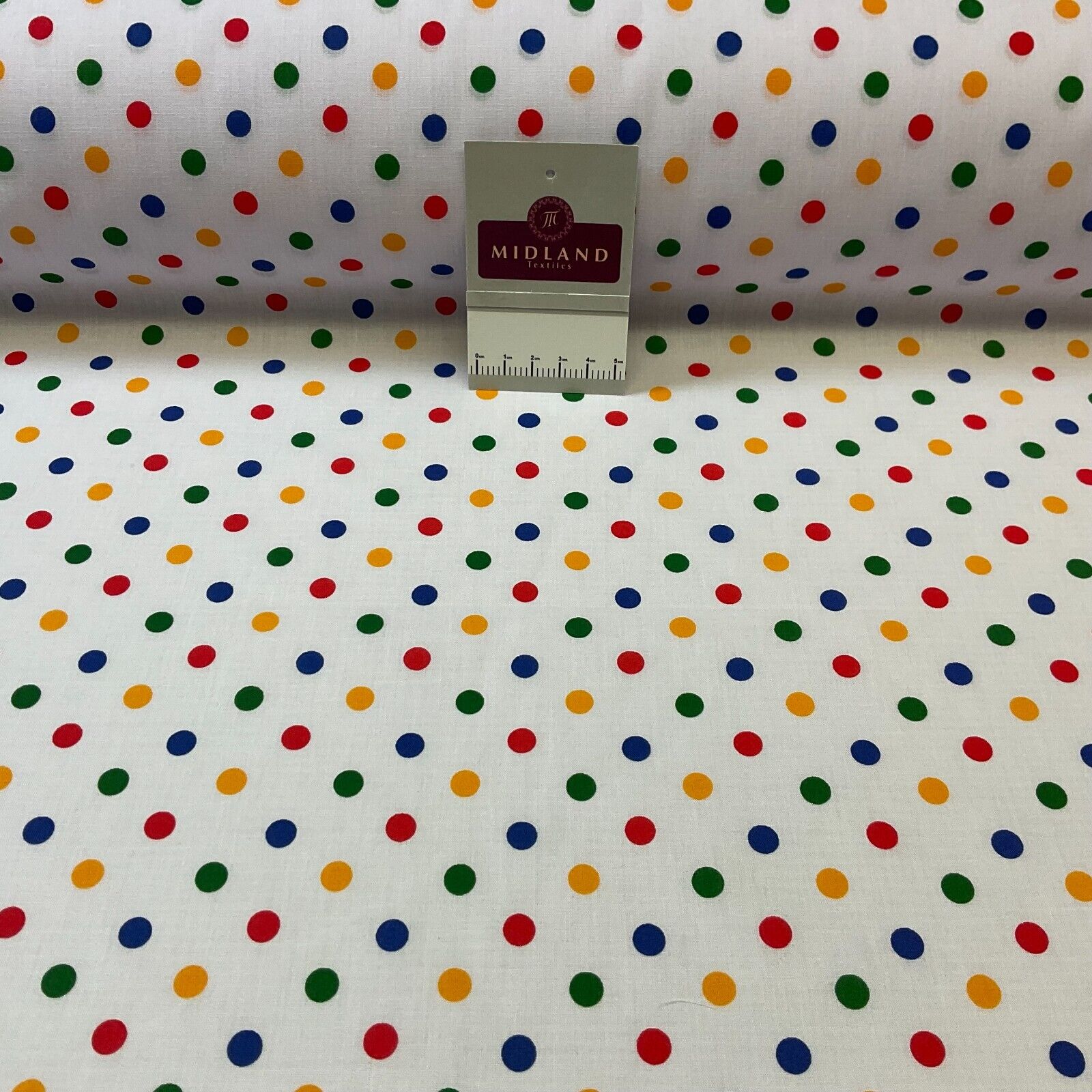 Multi coloured dot spot Poly cotton spotted dotted printed fabric M1709