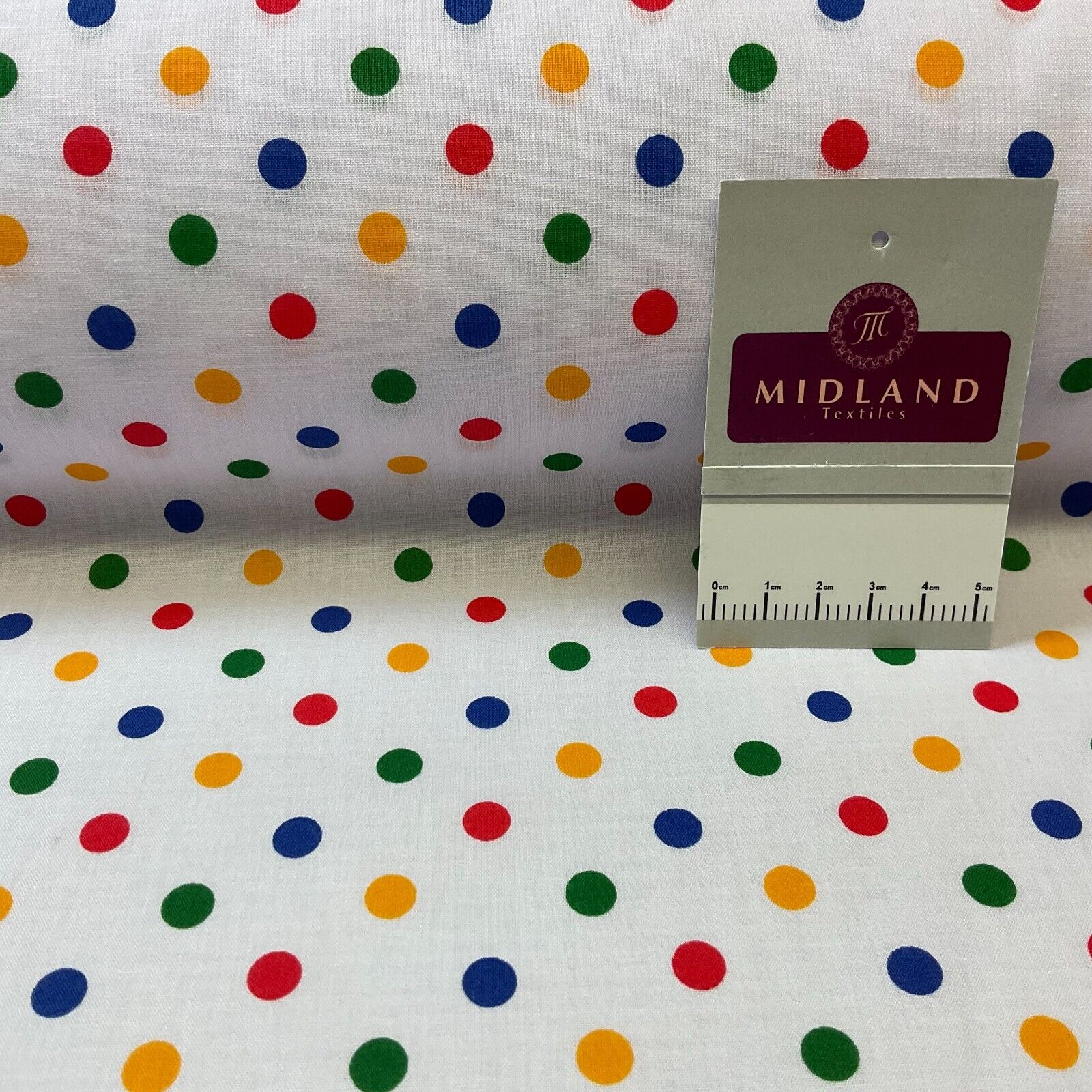 Multi coloured dot spot Poly cotton spotted dotted printed fabric M1709