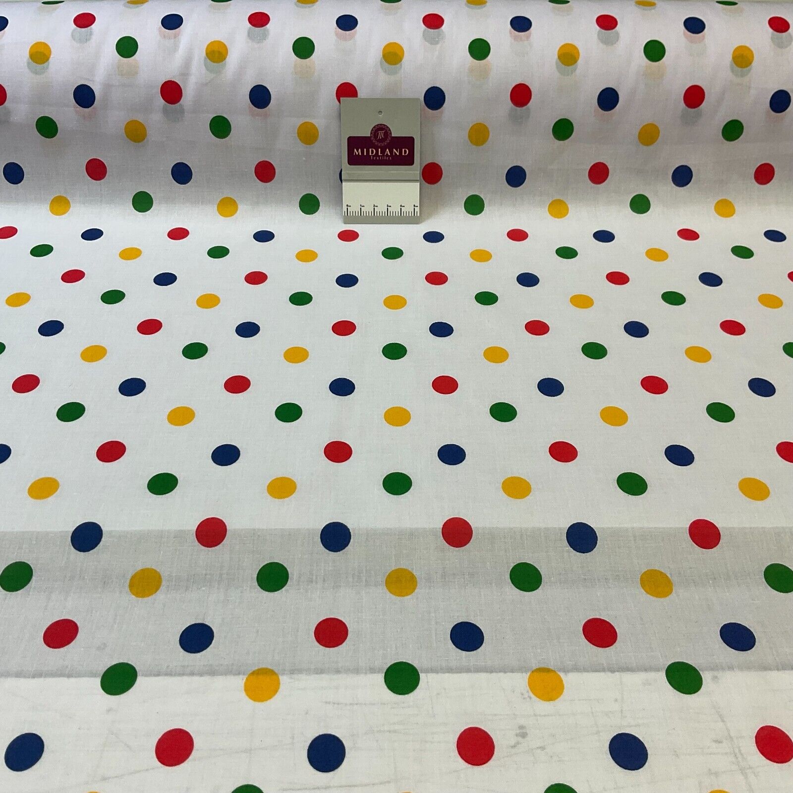 Multi coloured dot spot Poly cotton spotted dotted printed fabric M1709
