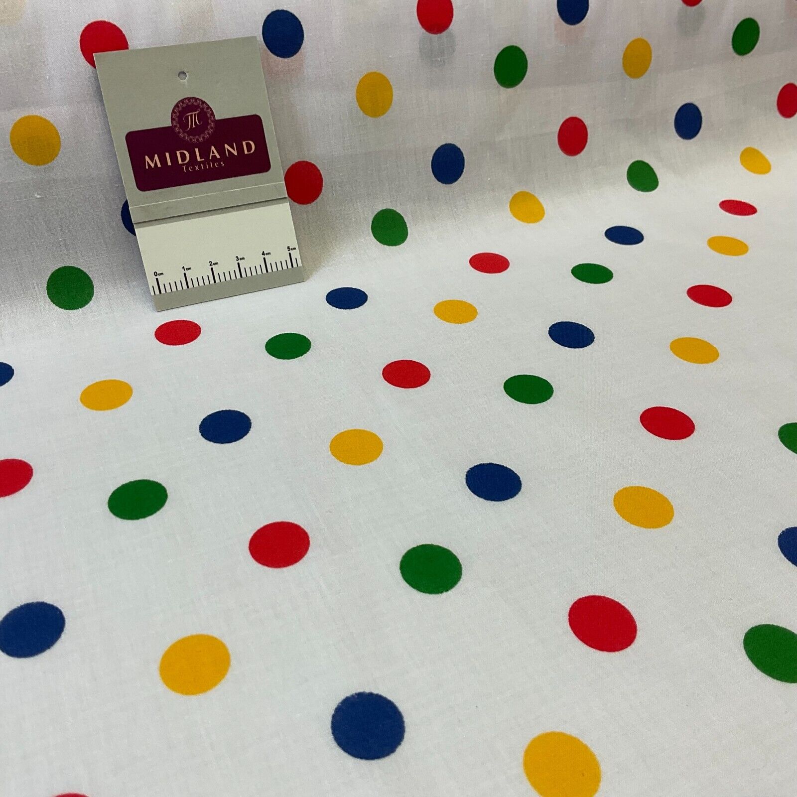 Multi coloured dot spot Poly cotton spotted dotted printed fabric M1709
