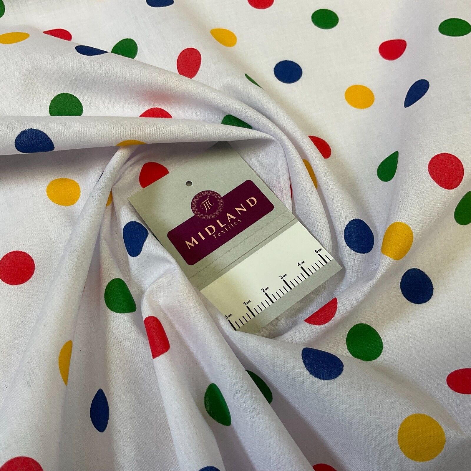 Multi coloured dot spot Poly cotton spotted dotted printed fabric M1709