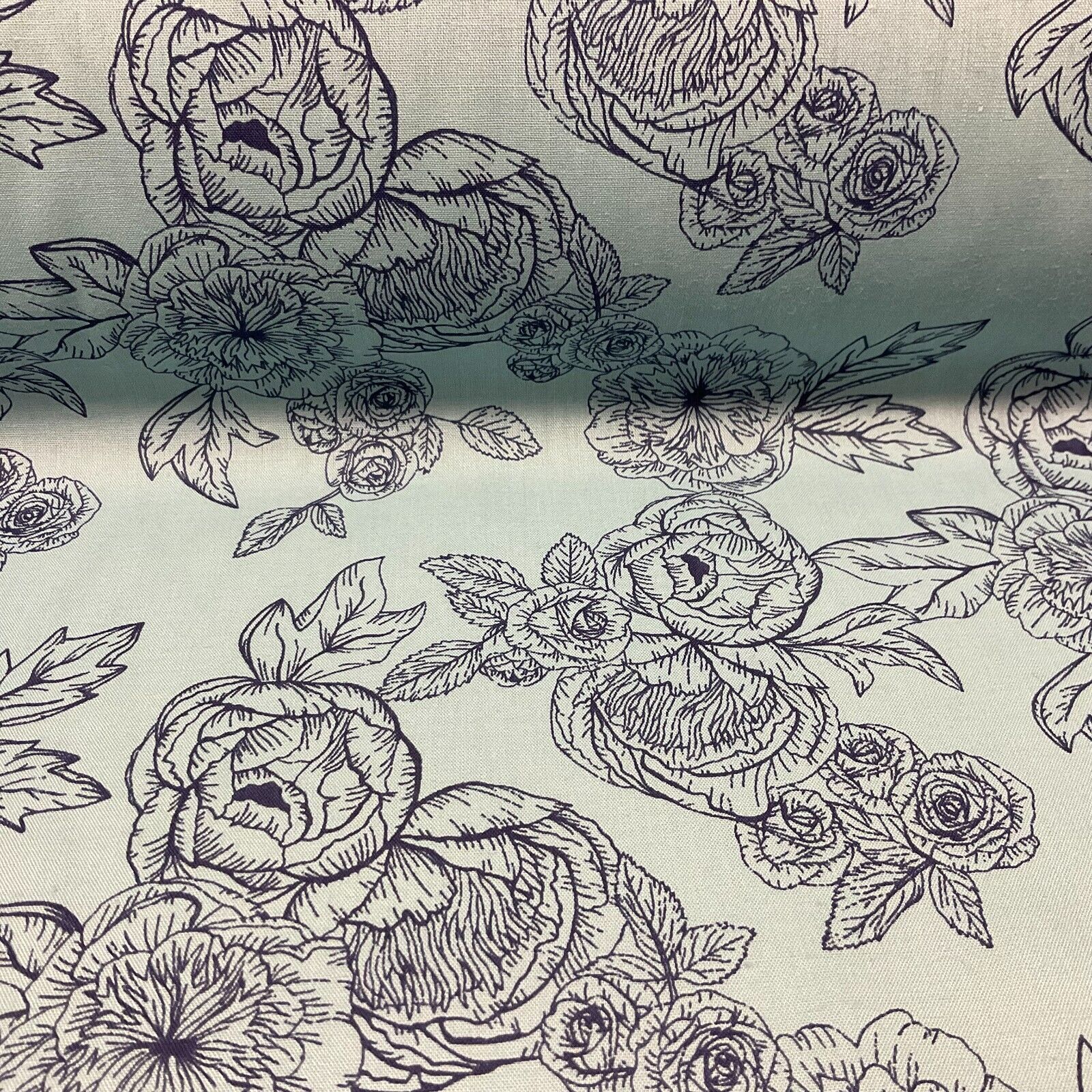 Roses and peony Vintage Floral Poly cotton printed fabric 110cm wide M1698