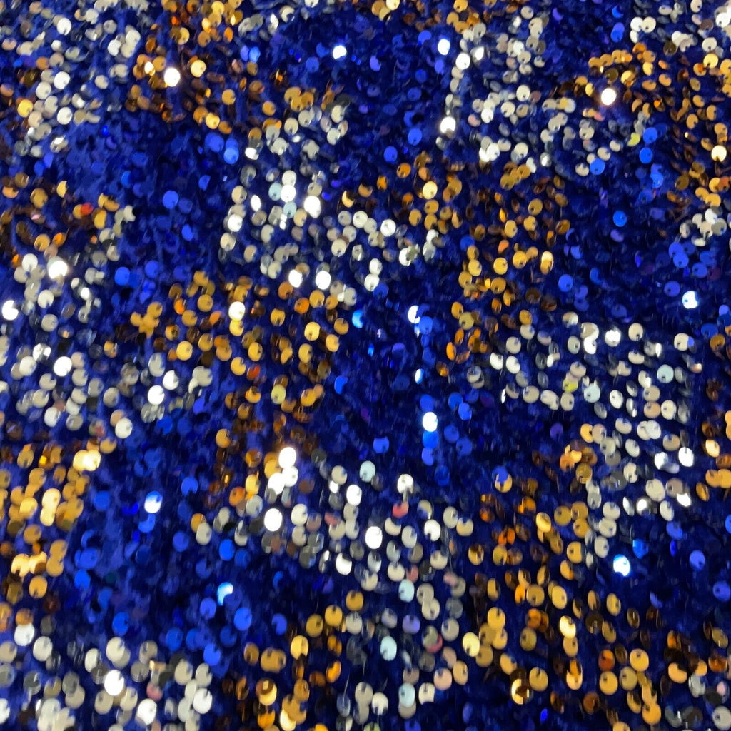 Royal Blue Mermaid Sequin One way stretch velvet dress fabric 120cm wide M1696