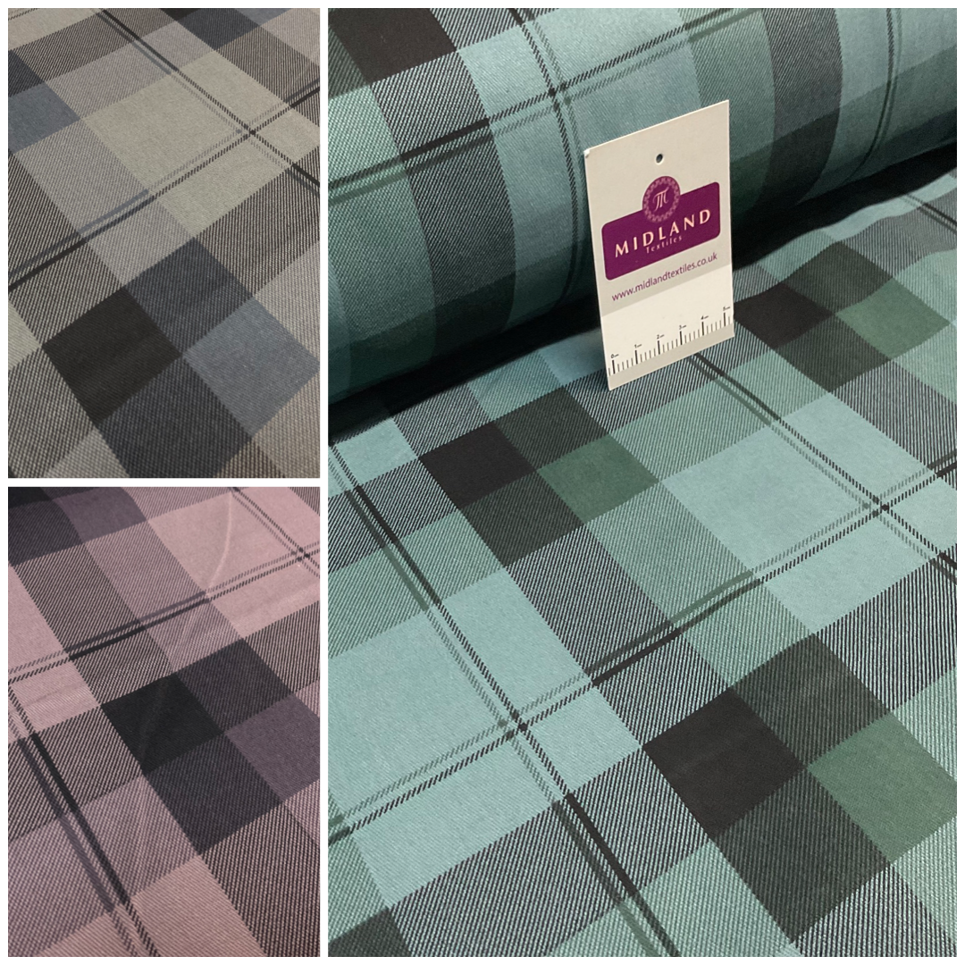 Plaid Scottish tartan Check Cotton Drill upholstery workwear Fabric 150 cm M1718