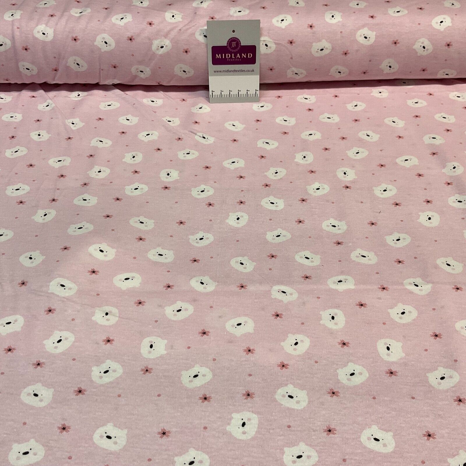 Children's Kitten Kitty Face  cotton stretch jersey novelty dress fabric M1717