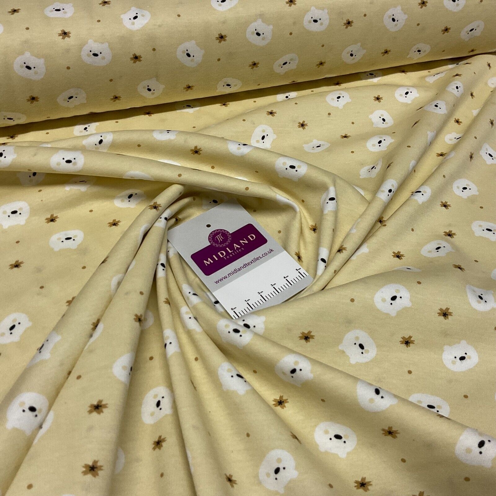 Children's Kitten Kitty Face  cotton stretch jersey novelty dress fabric M1717