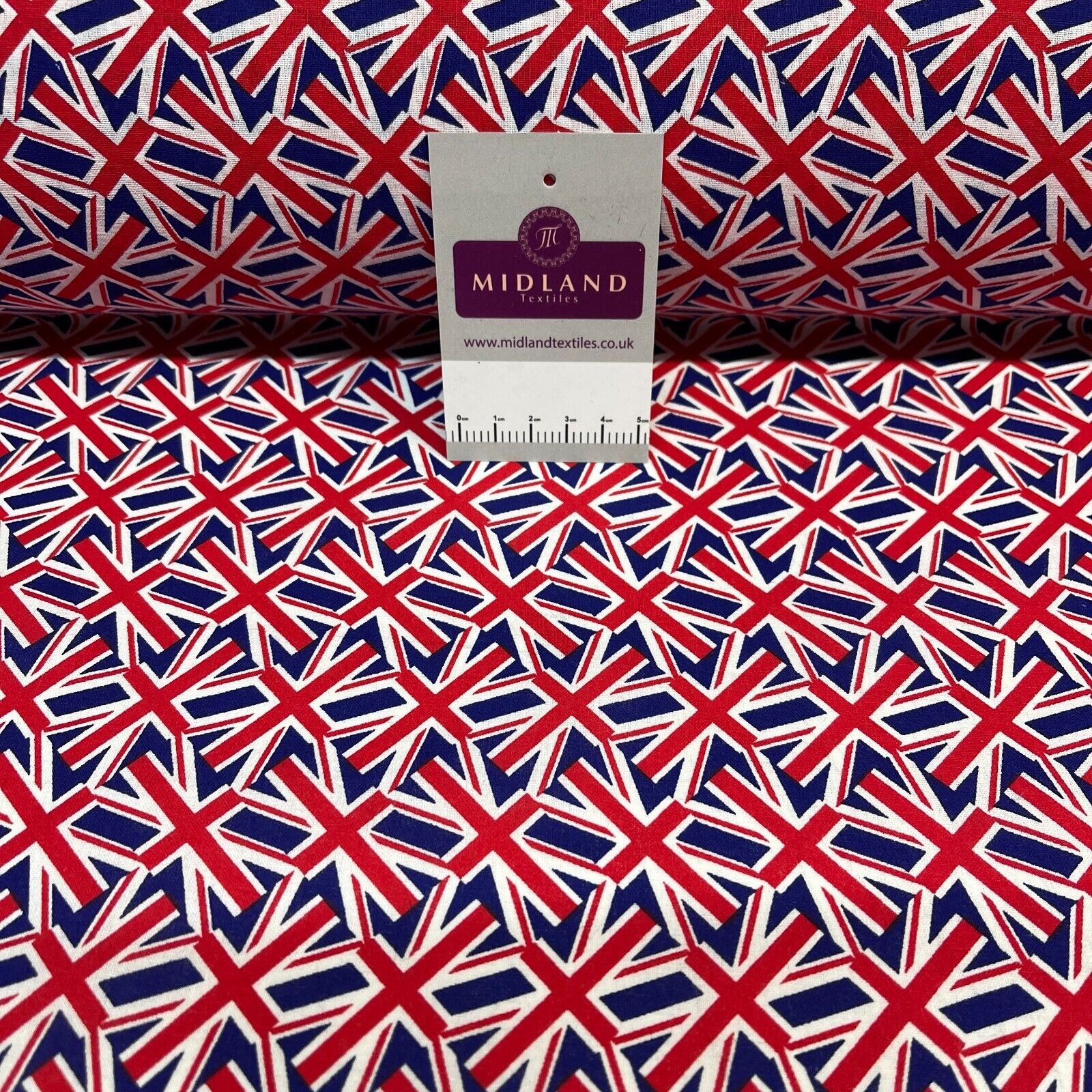 British Flag Coronation Theme 100% cotton printed fabric M1723