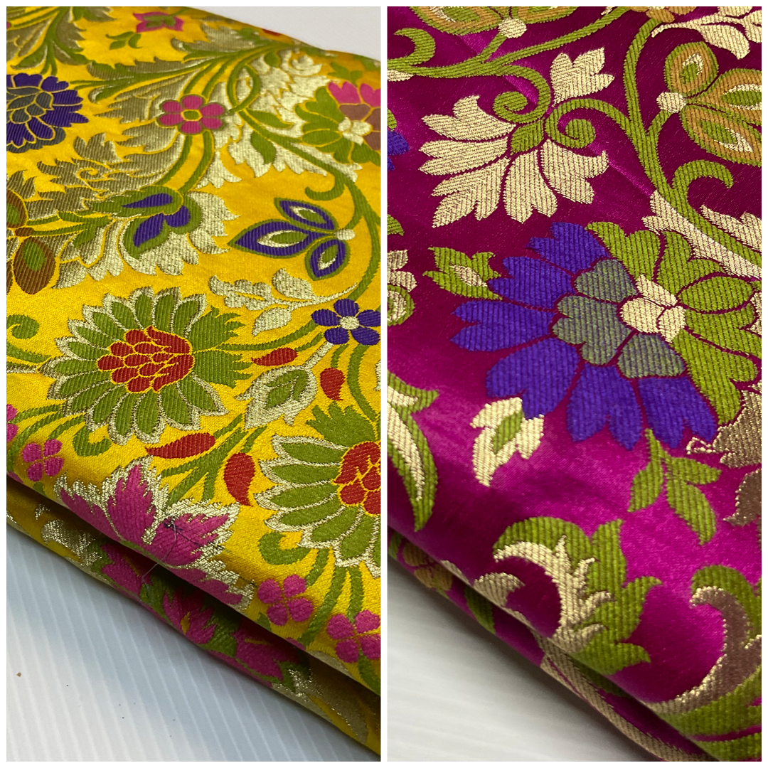 Large Floral Silk Kingkhab wedding Brocade Fabric 111cm wide M1732