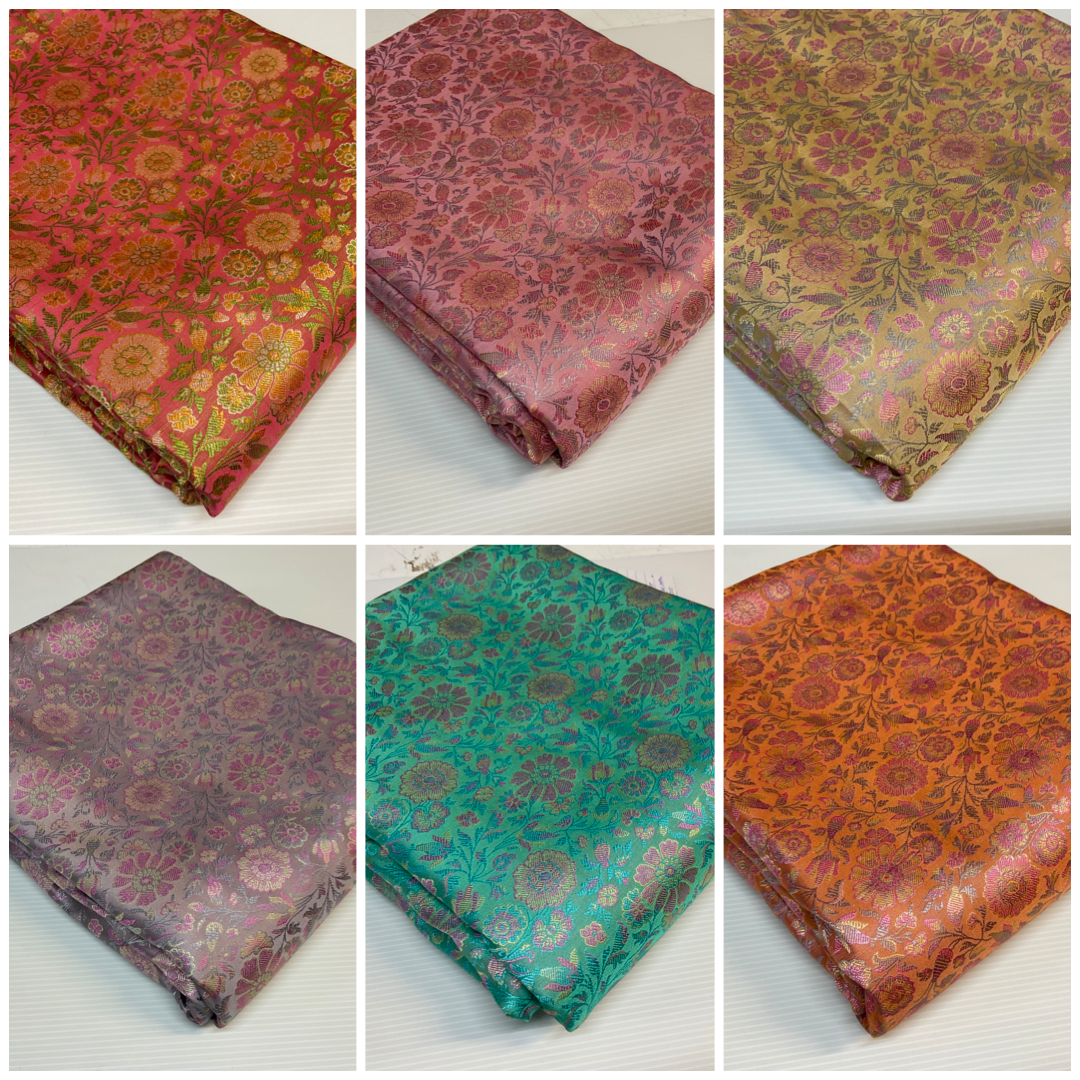 Small Floral Silk Kingkhab wedding Brocade Fabric 111cm wide M1733