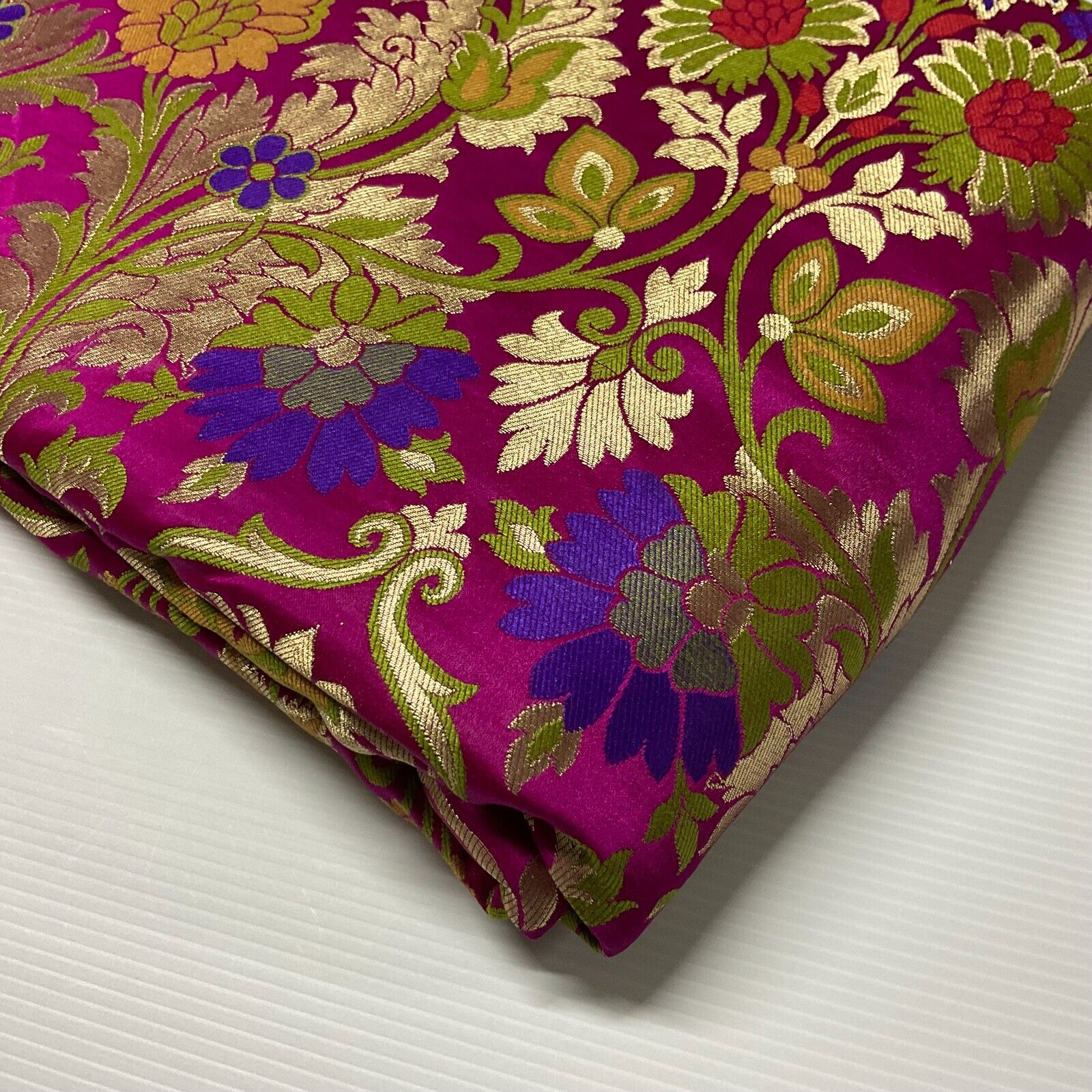 Large Floral Silk Kingkhab wedding Brocade Fabric 111cm wide M1732