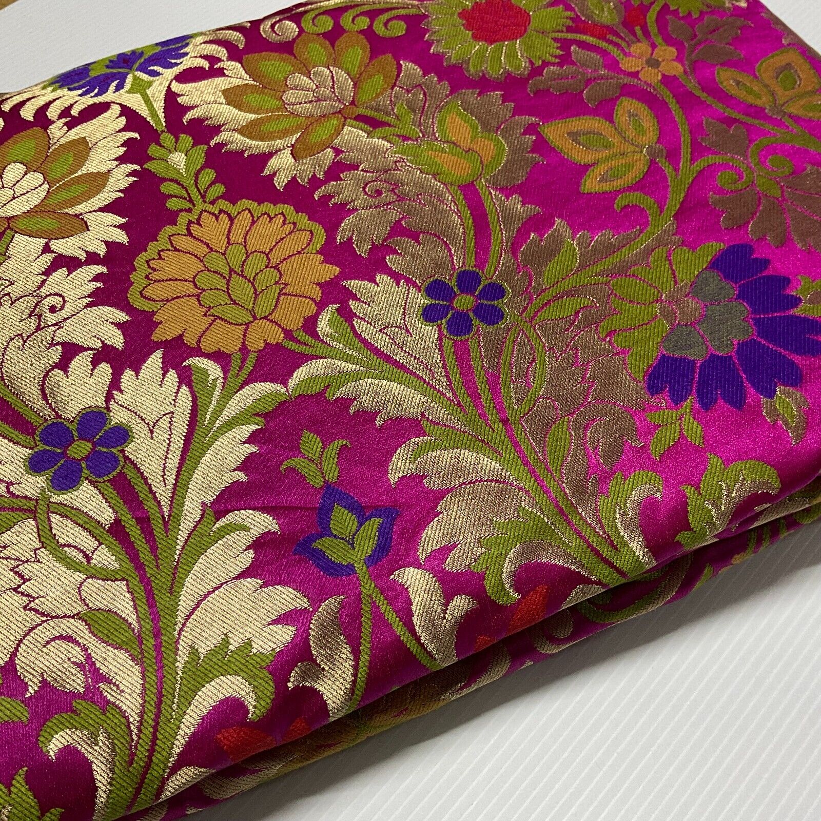 Large Floral Silk Kingkhab wedding Brocade Fabric 111cm wide M1732