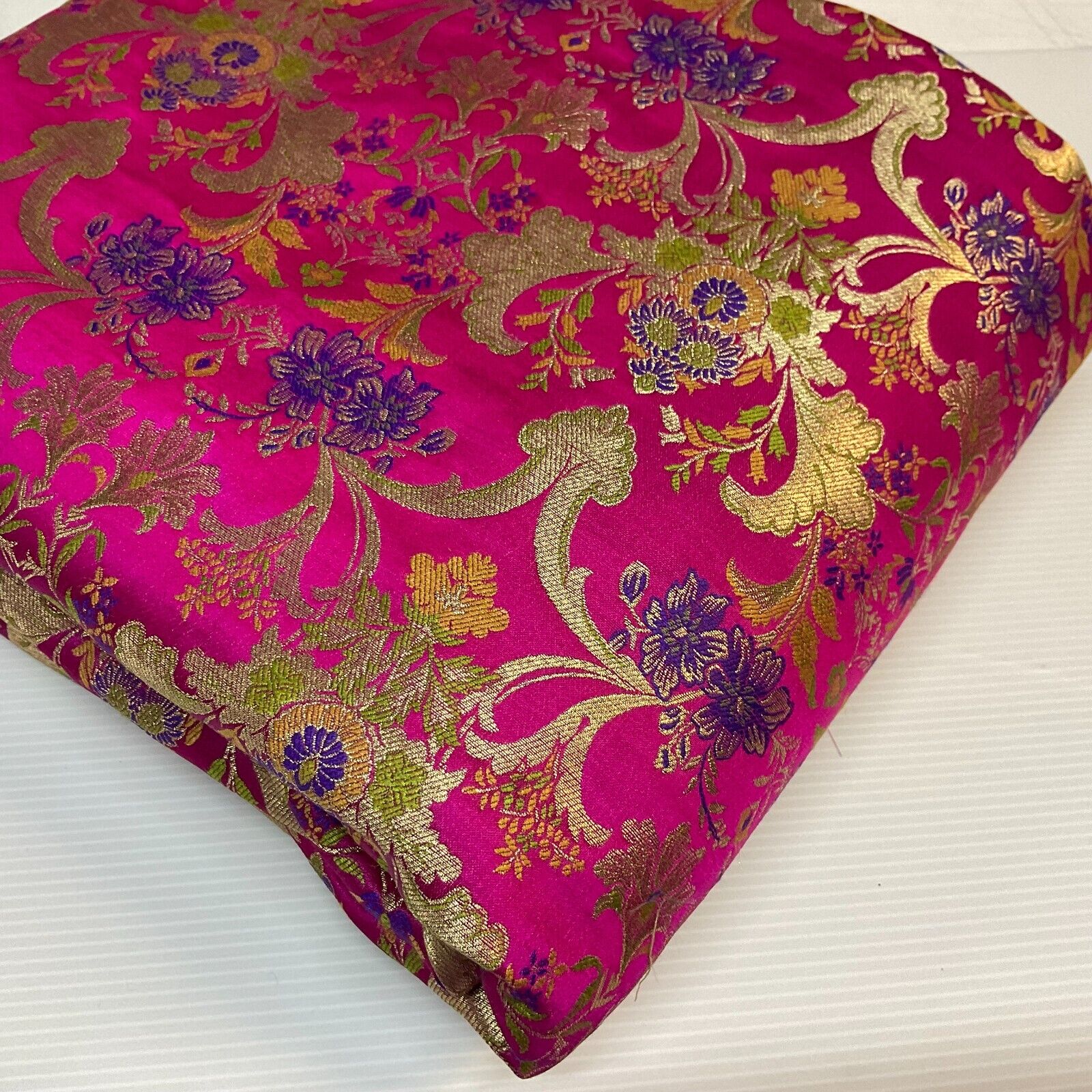 Ornamental Ornate Floral Silk Kingkhab wedding Brocade Fabric 111cm wide M1734