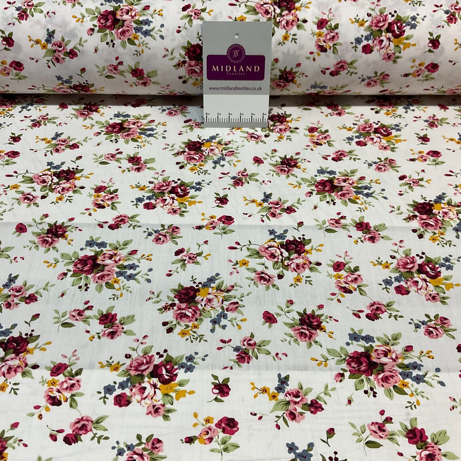 Vintage Rose Floral 100% cotton printed dress craft fabric 150cm wide M1735