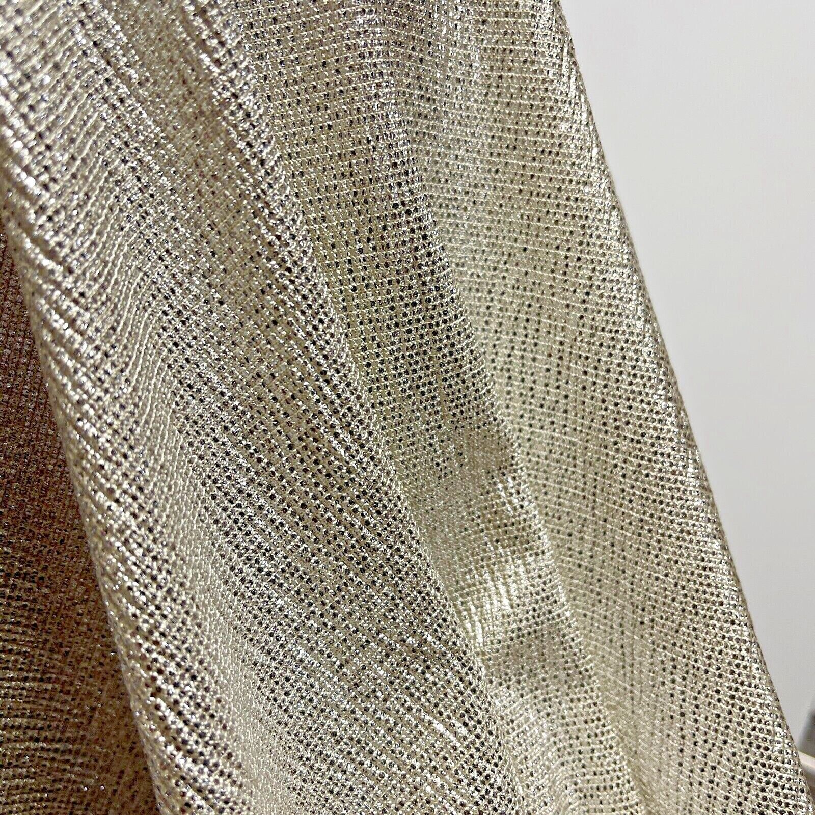 Jersey Foil Silver On Cream One way stretch Hologram Textured dress fabric M1740