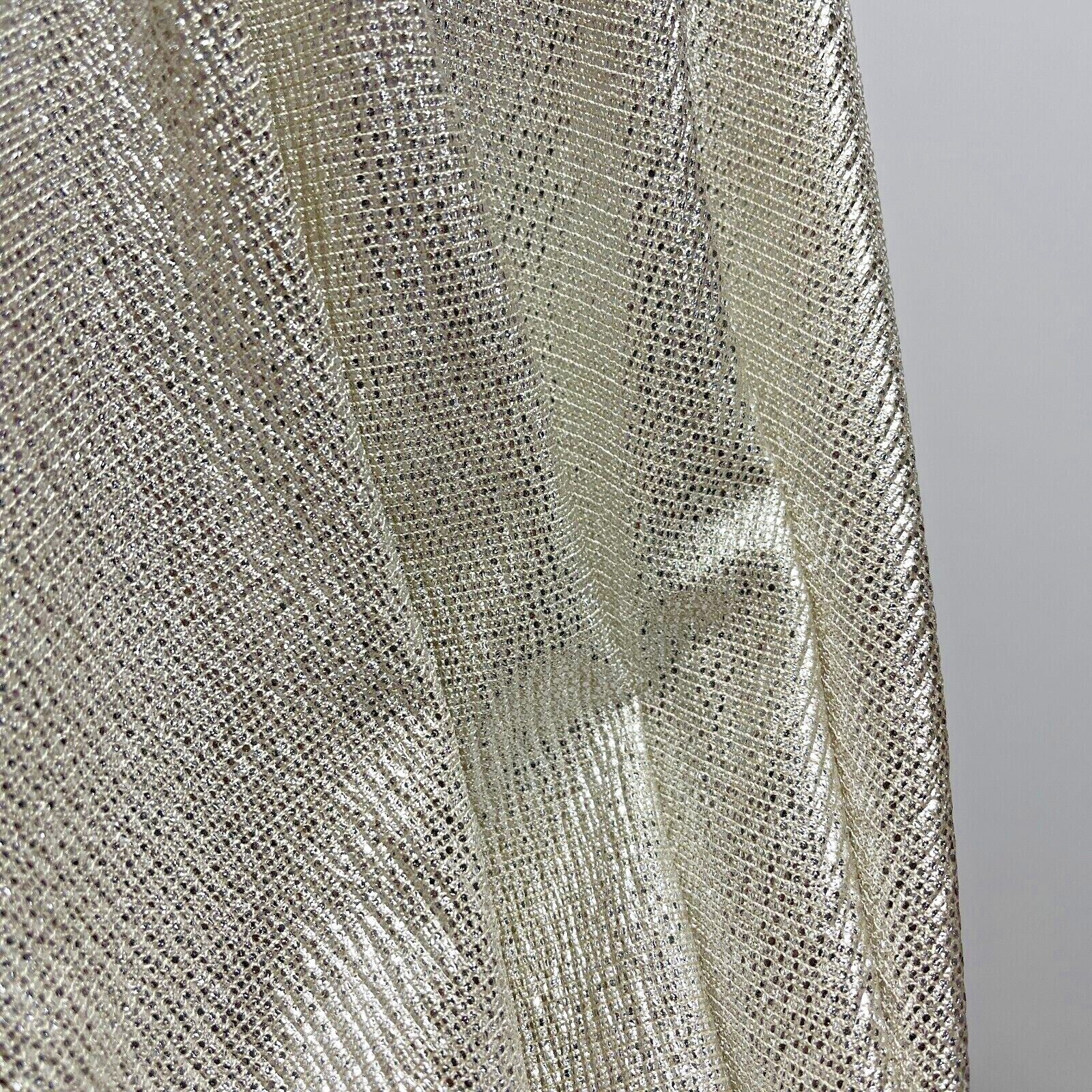Jersey Foil Silver On Cream One way stretch Hologram Textured dress fabric M1740