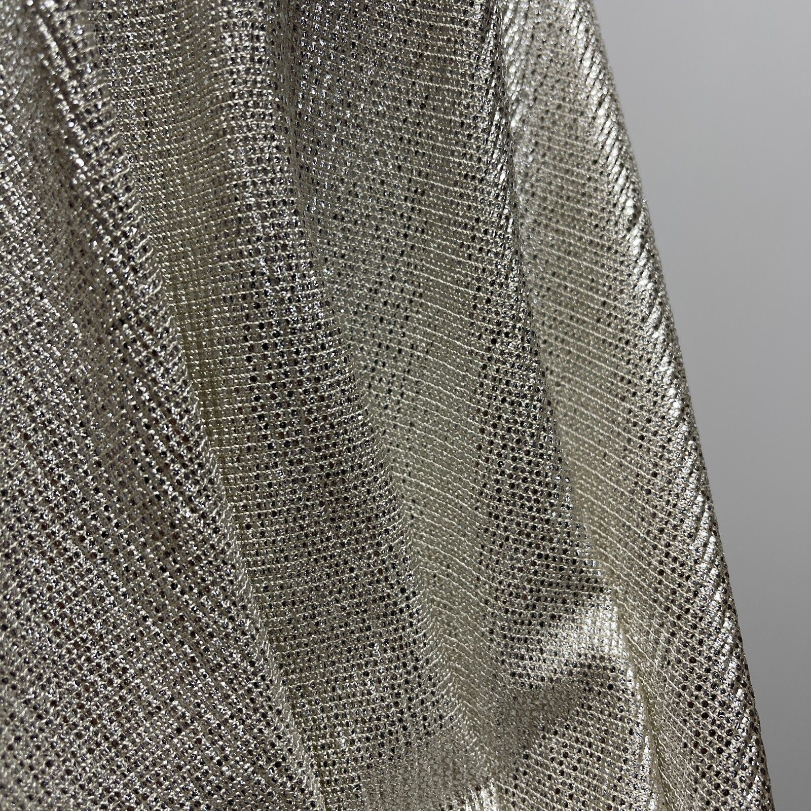 Jersey Foil Silver On Cream One way stretch Hologram Textured dress fabric M1740