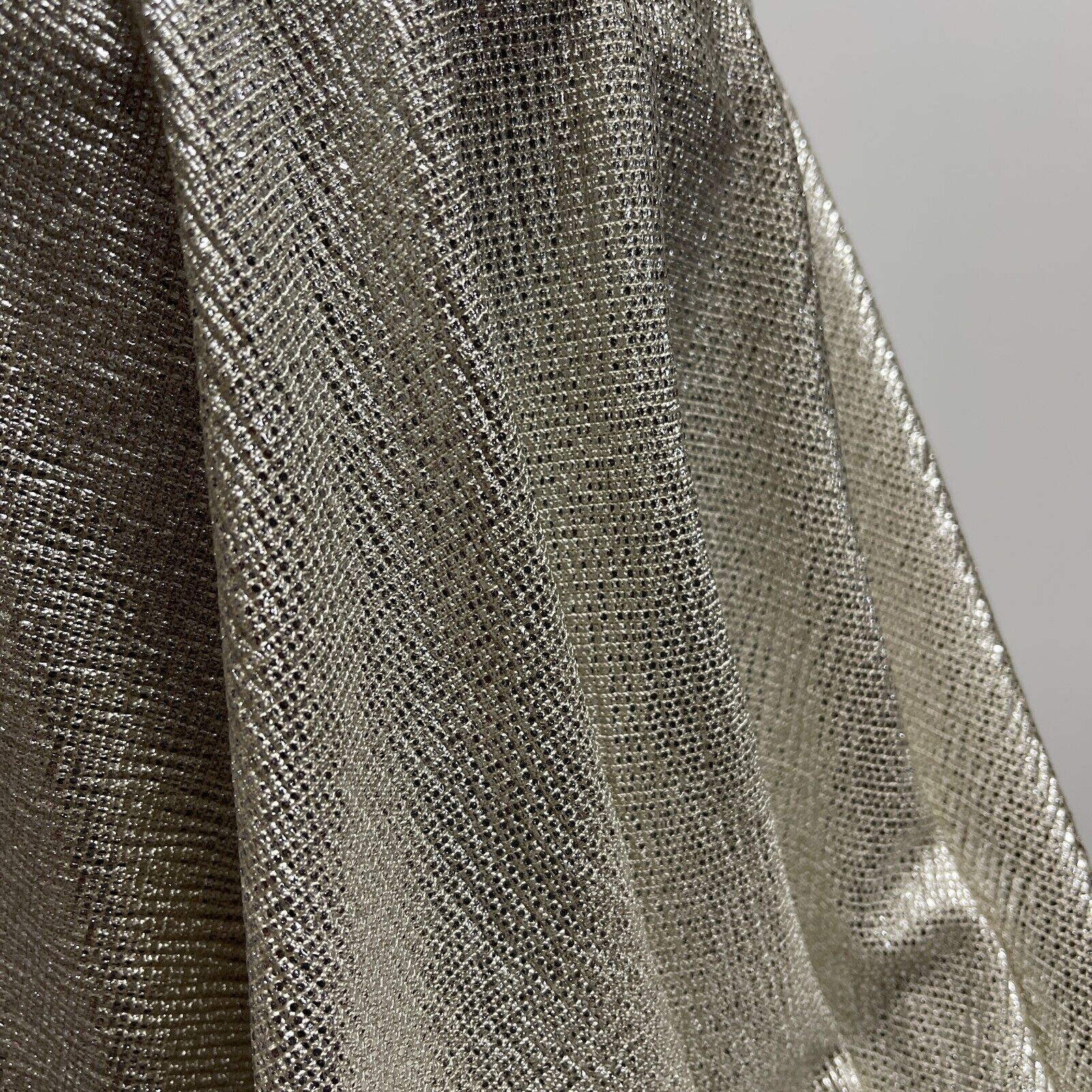 Jersey Foil Silver On Cream One way stretch Hologram Textured dress fabric M1740