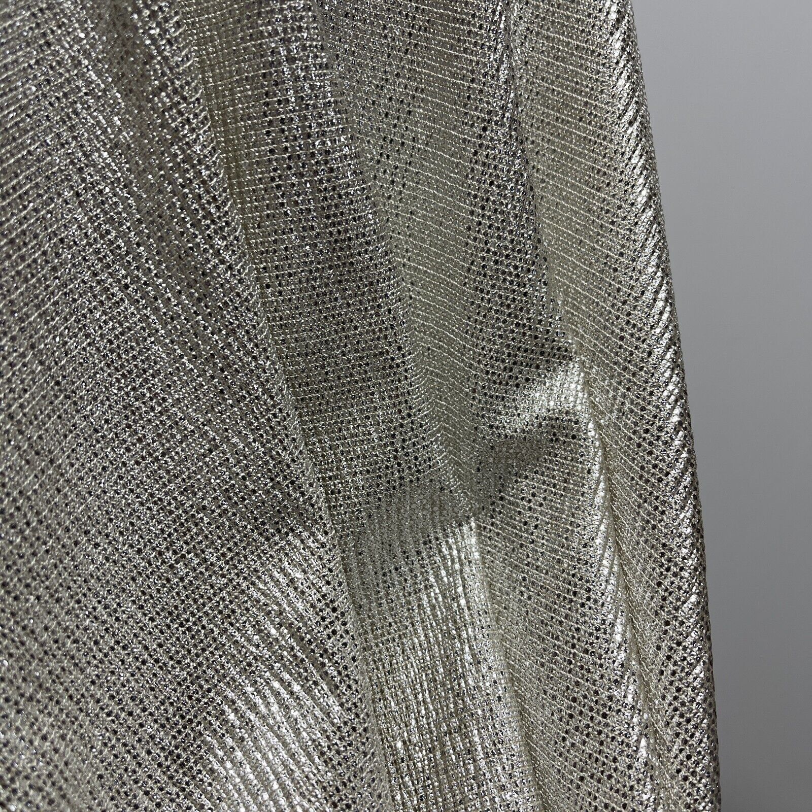 Jersey Foil Silver On Cream One way stretch Hologram Textured dress fabric M1740