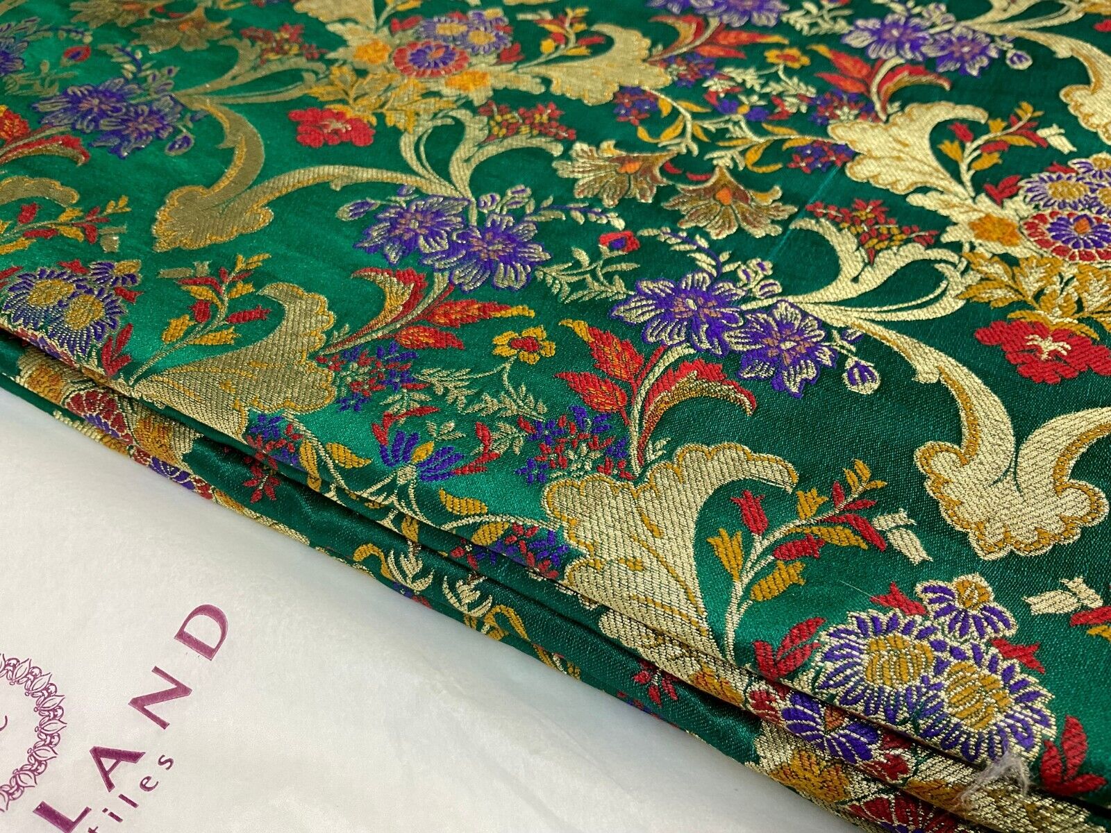 Ornamental Floral Silk Kingkhab wedding Brocade Fabric 114cm wide M1770