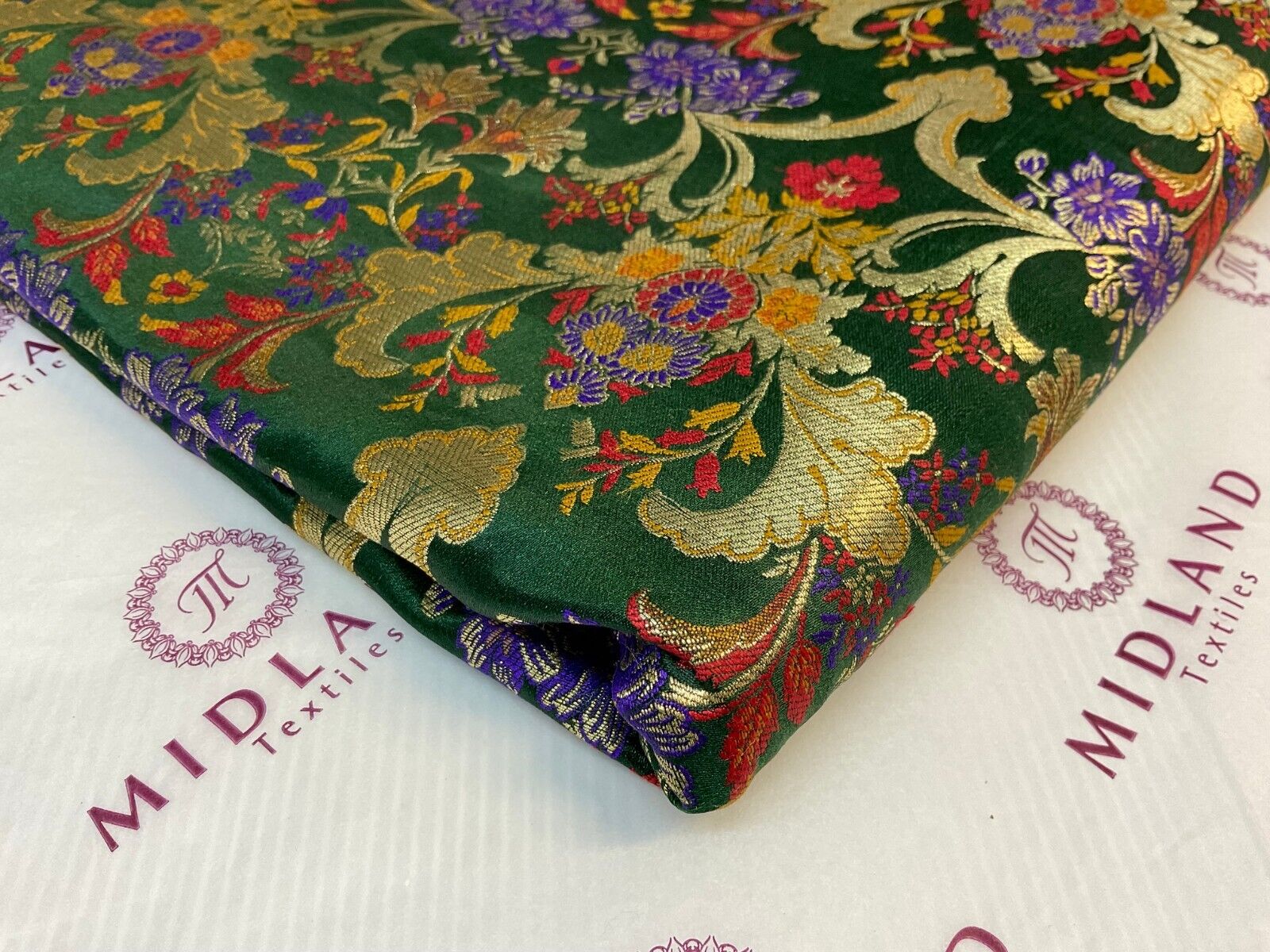 Ornamental Floral Silk Kingkhab wedding Brocade Fabric 114cm wide M1770