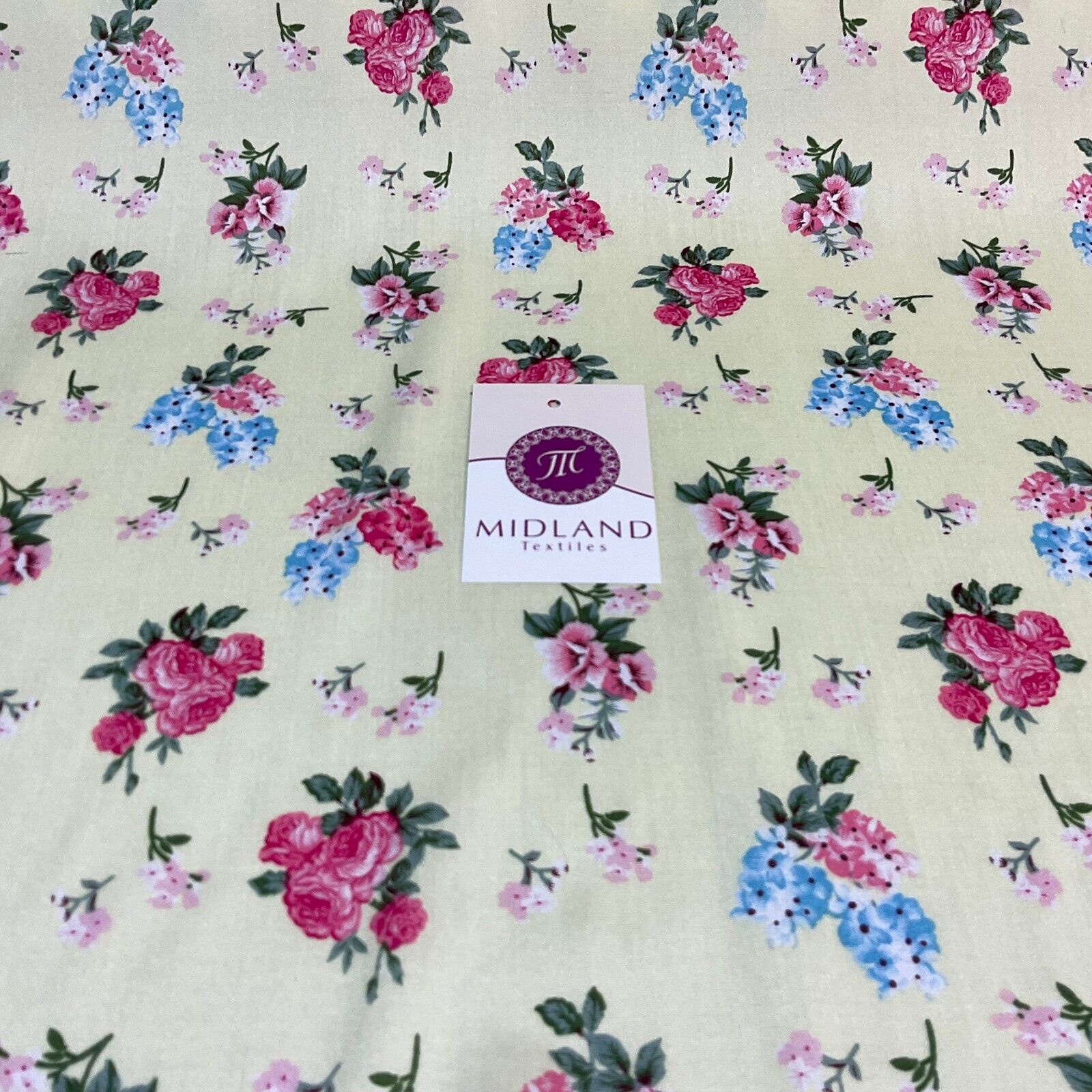 Rose Vintage Floral Poplin Viscose printed Dressmaking fabric M1754