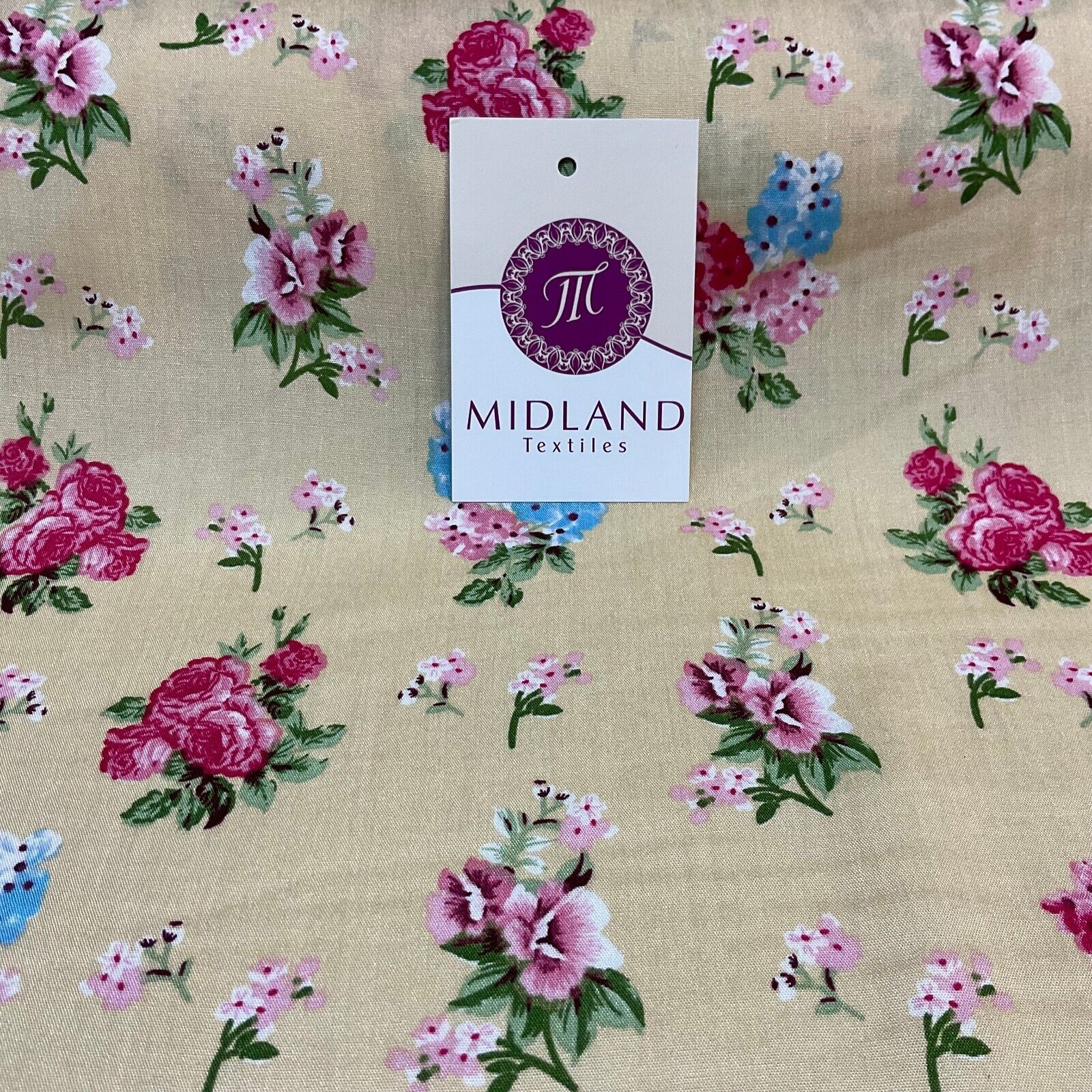 Rose Vintage Floral Poplin Viscose printed Dressmaking fabric M1754