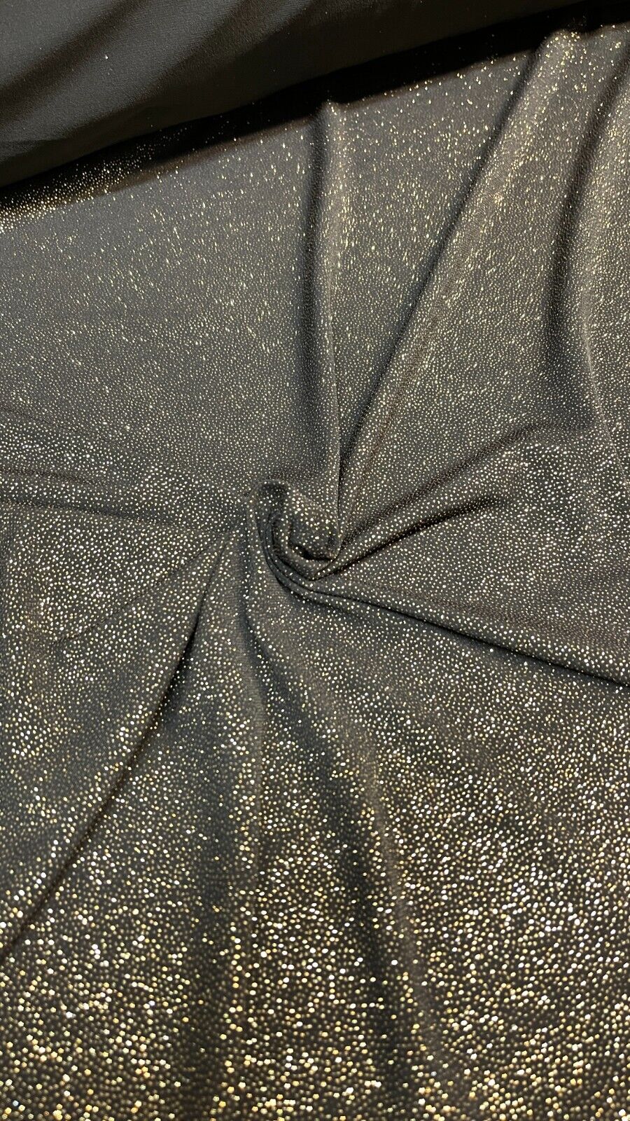 Black Gold stretch Glitter Jersey Dress Fabric 120cm wide M1729