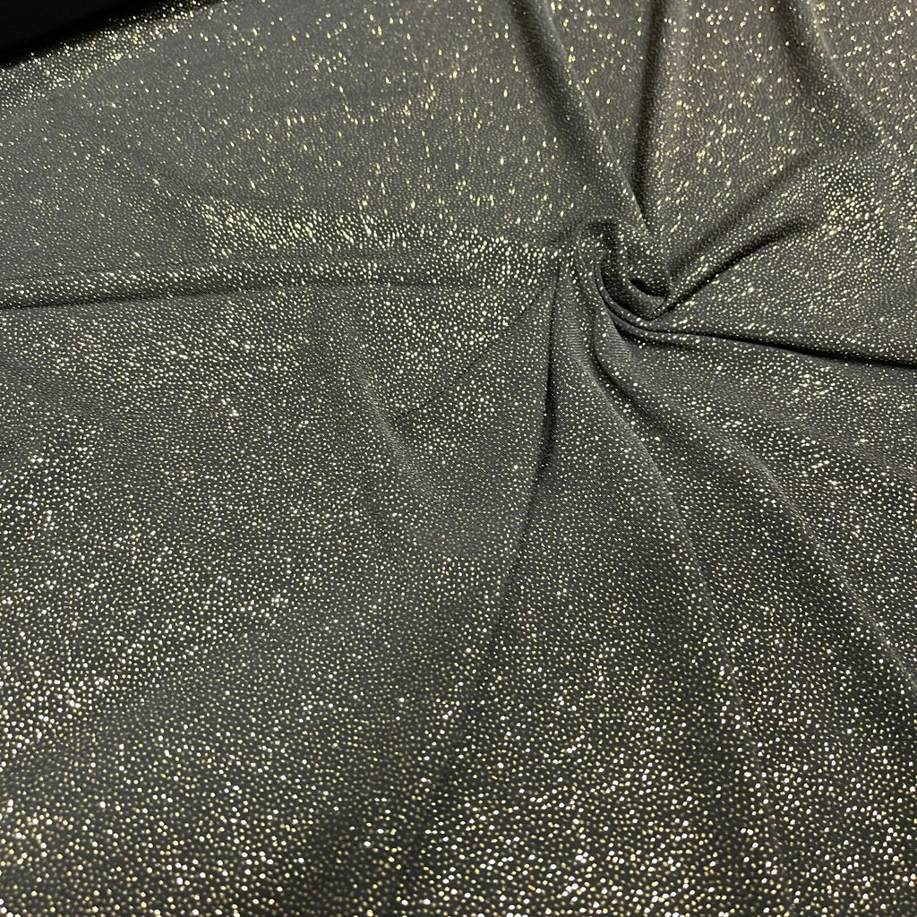 Black Gold stretch Glitter Jersey Dress Fabric 120cm wide M1729