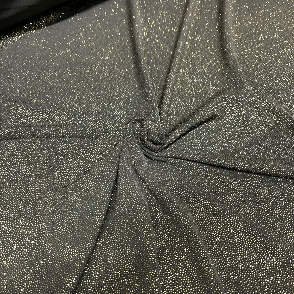 Black Gold stretch Glitter Jersey Dress Fabric 120cm wide M1729