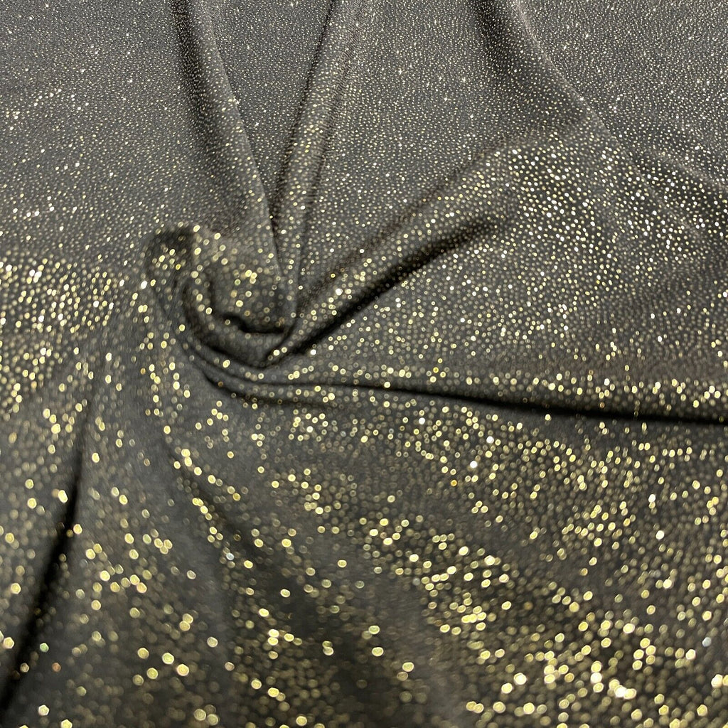 Black Gold stretch Glitter Jersey Dress Fabric 120cm wide M1729