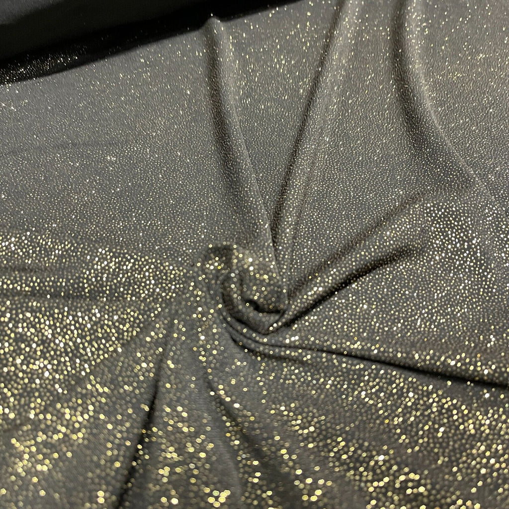 Black Gold stretch Glitter Jersey Dress Fabric 120cm wide M1729