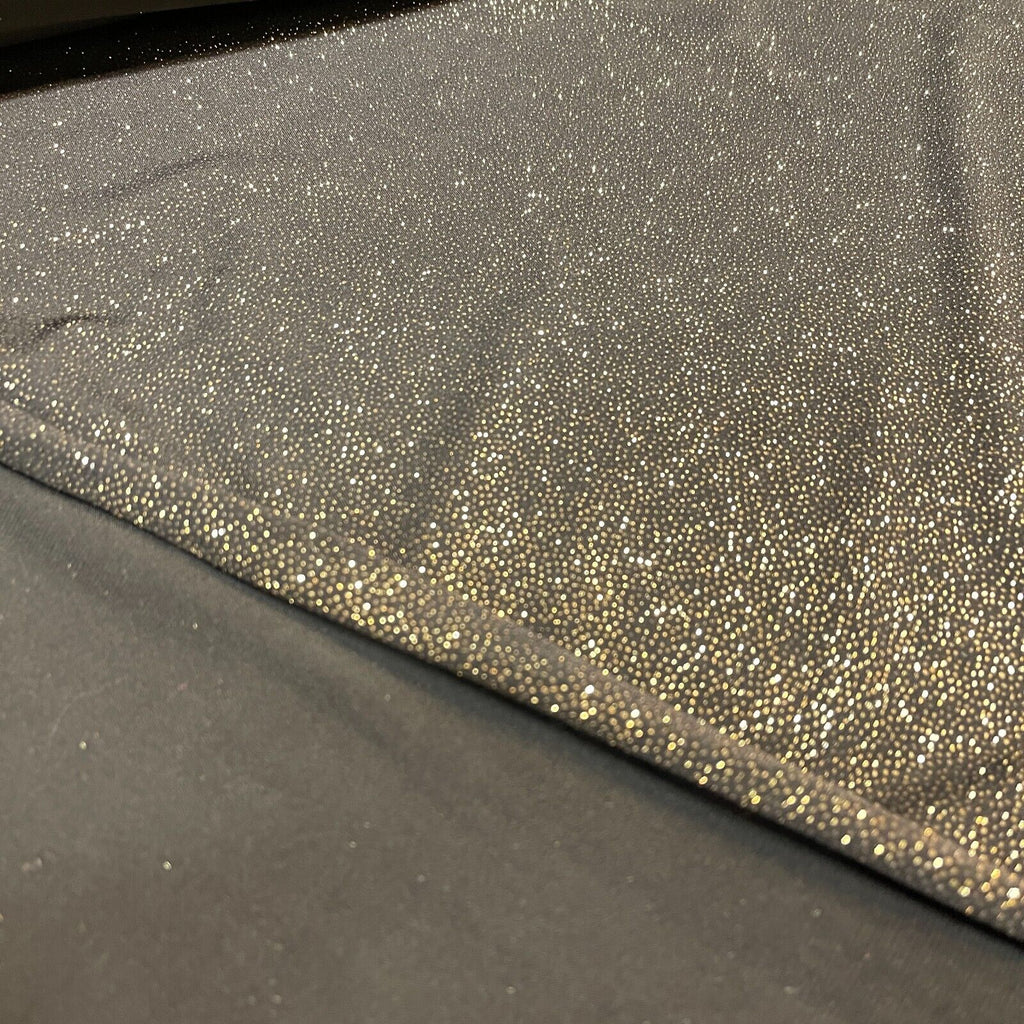 Black Gold stretch Glitter Jersey Dress Fabric 120cm wide M1729