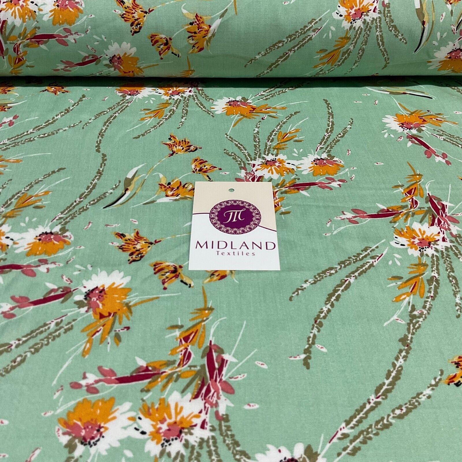 Pastel Floral Bloom Poplin Viscose printed dress craft fabric M1753