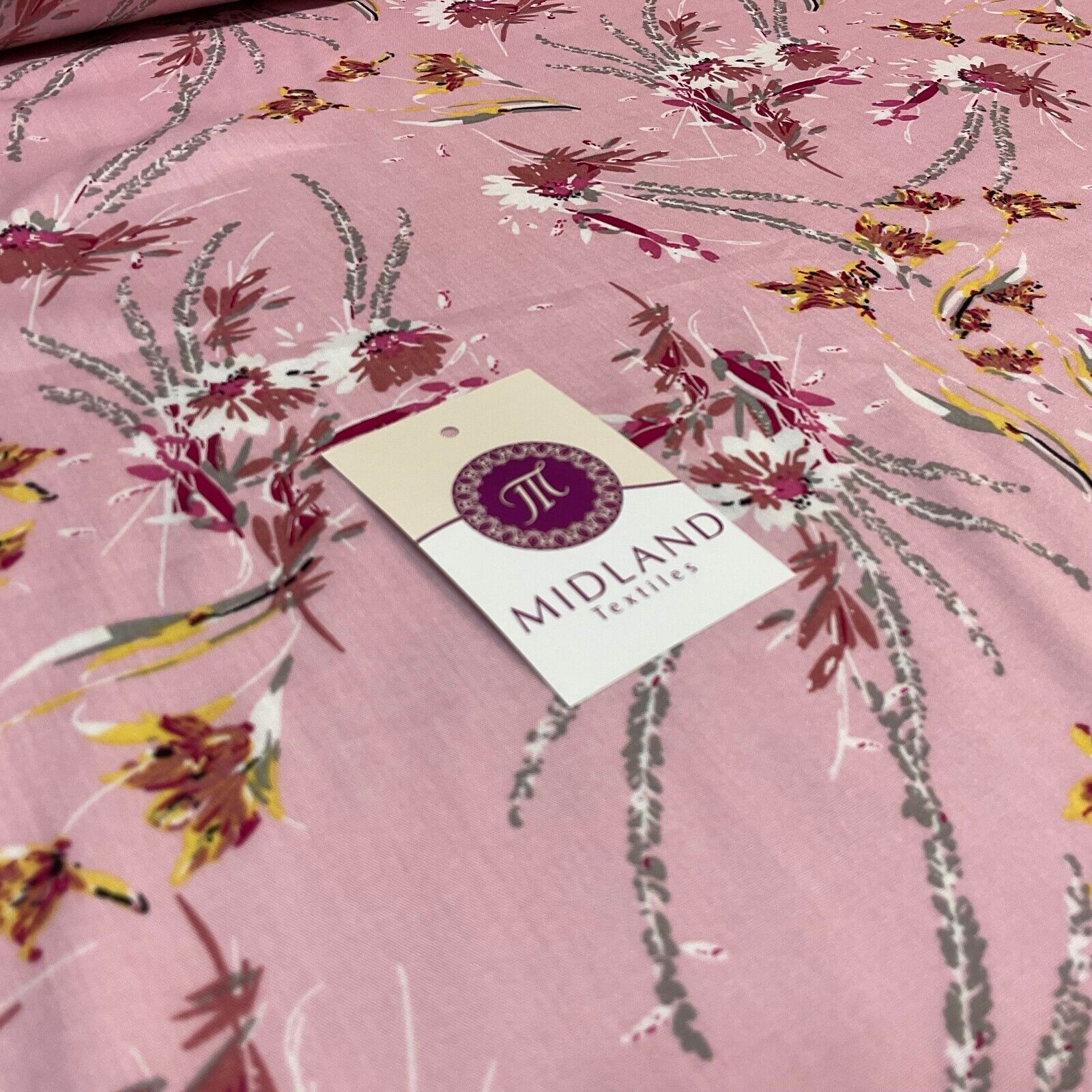 Pastel Floral Bloom Poplin Viscose printed dress craft fabric M1753