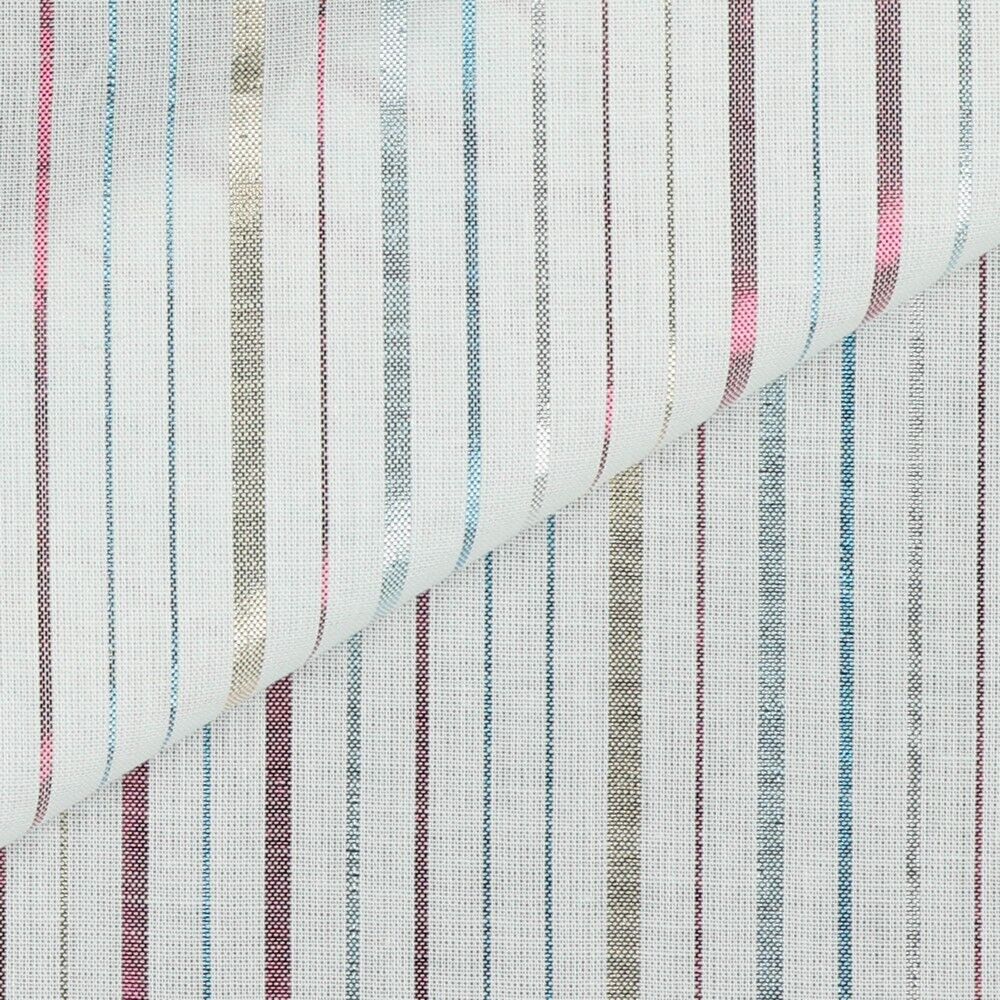 White coloured stripped cotton lurex dress t shirt fabric M1808