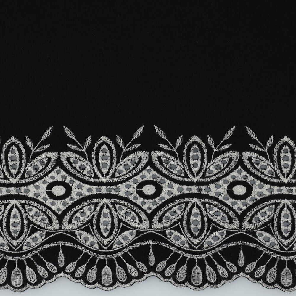 Linen embroidery one sided border trouser dress fabric M1815