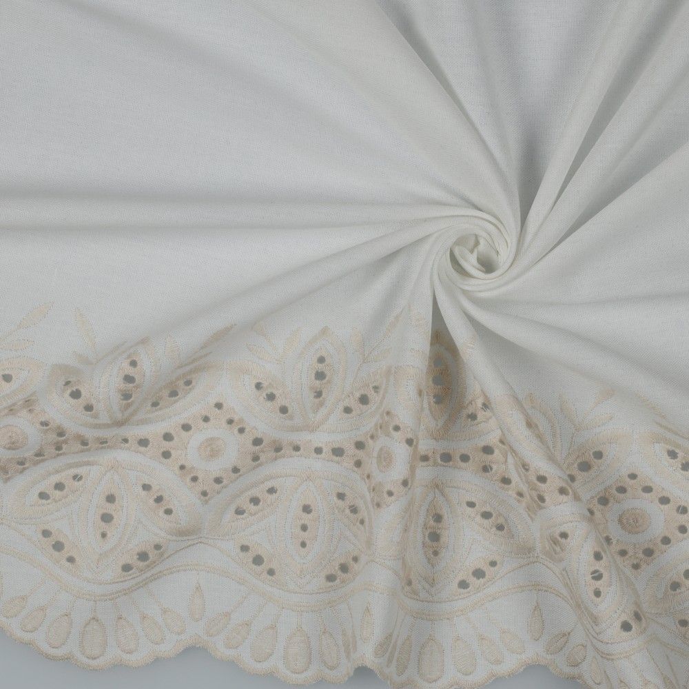 Linen embroidery one sided border trouser dress fabric M1815