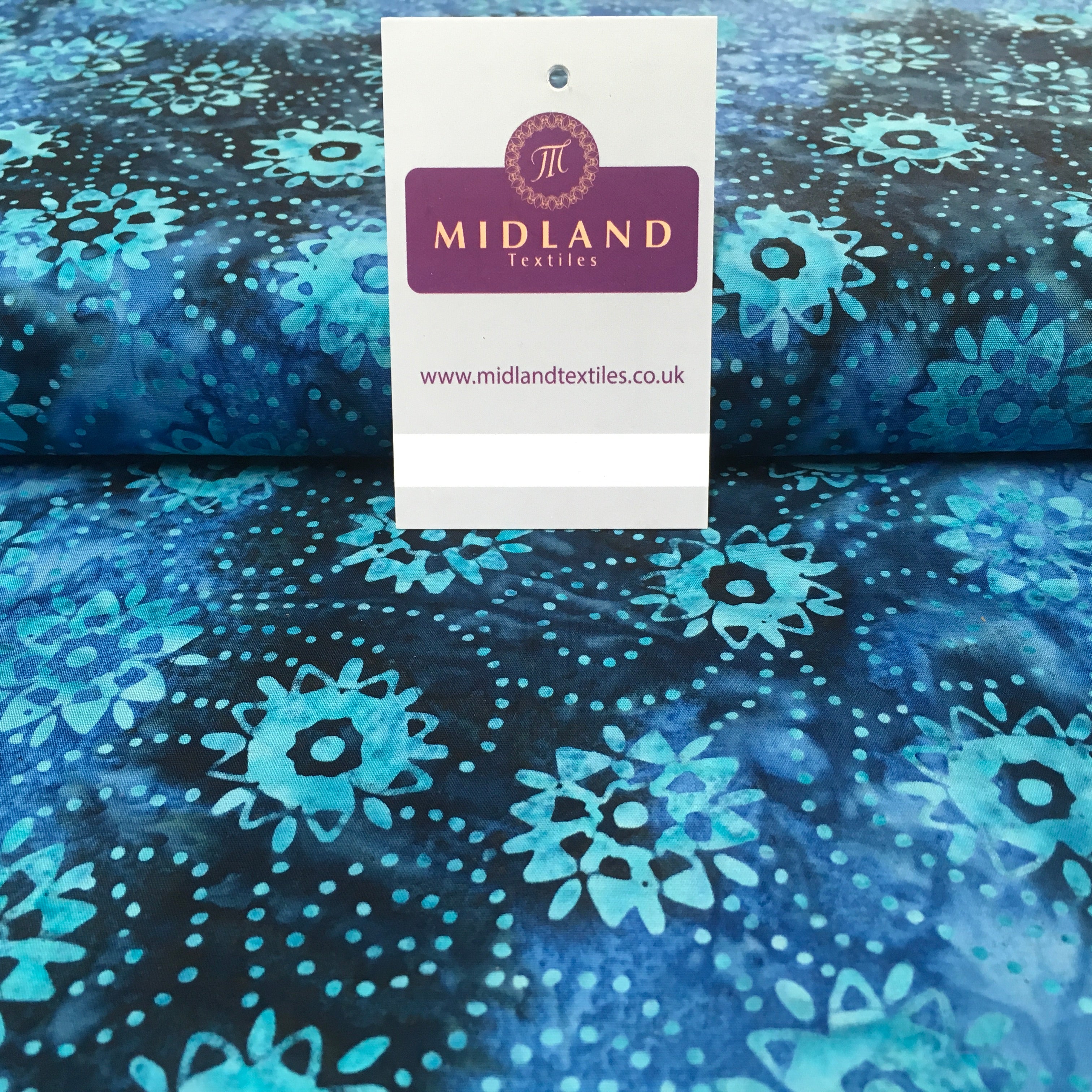 Clog Tie Dye Bali Batik 100% Cotton patchwork Fabric 44' Wide MK900 Mtex Teal A / Sample