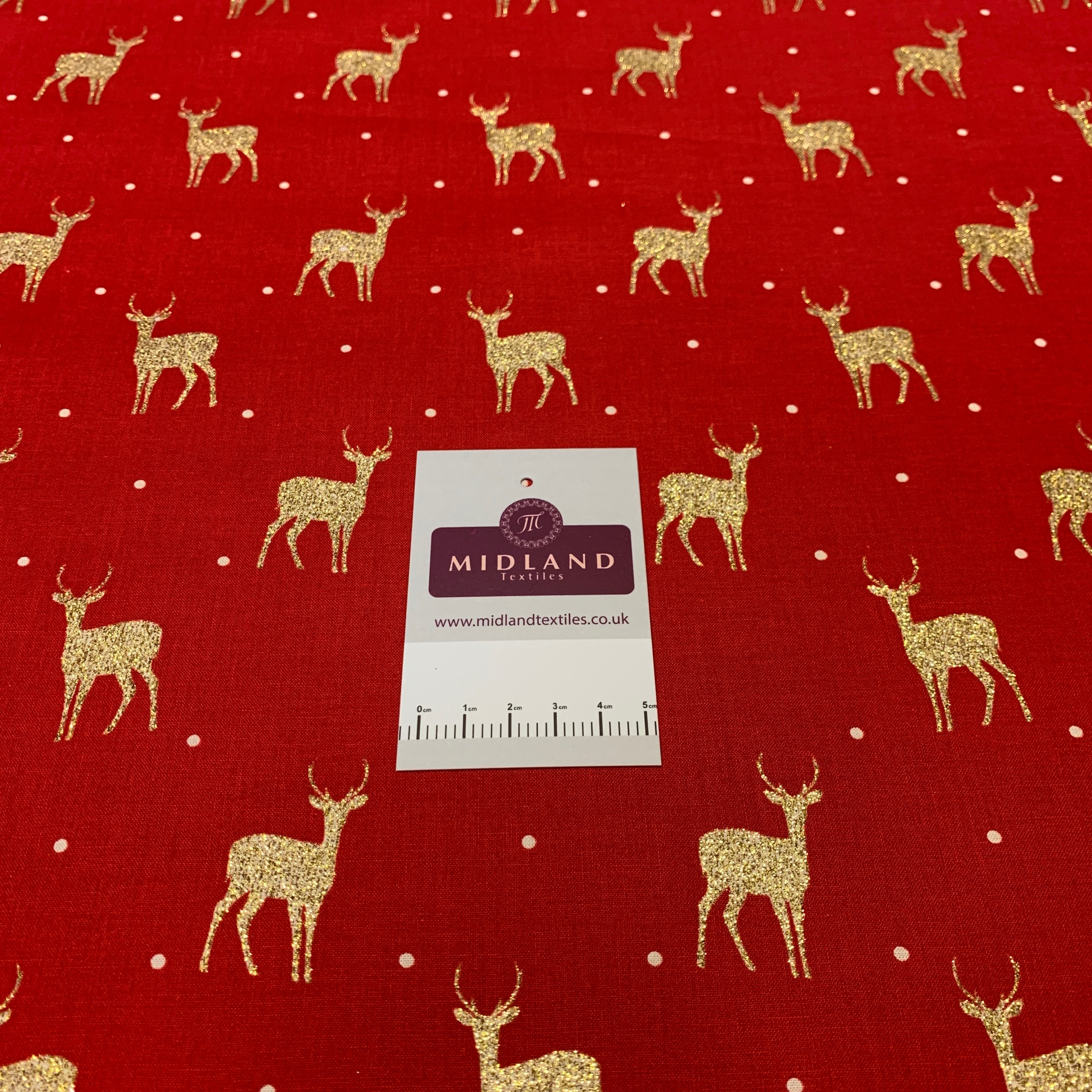 Christmas Gold Foil Printed 100% Cotton Fabric  MD1468 Mtex