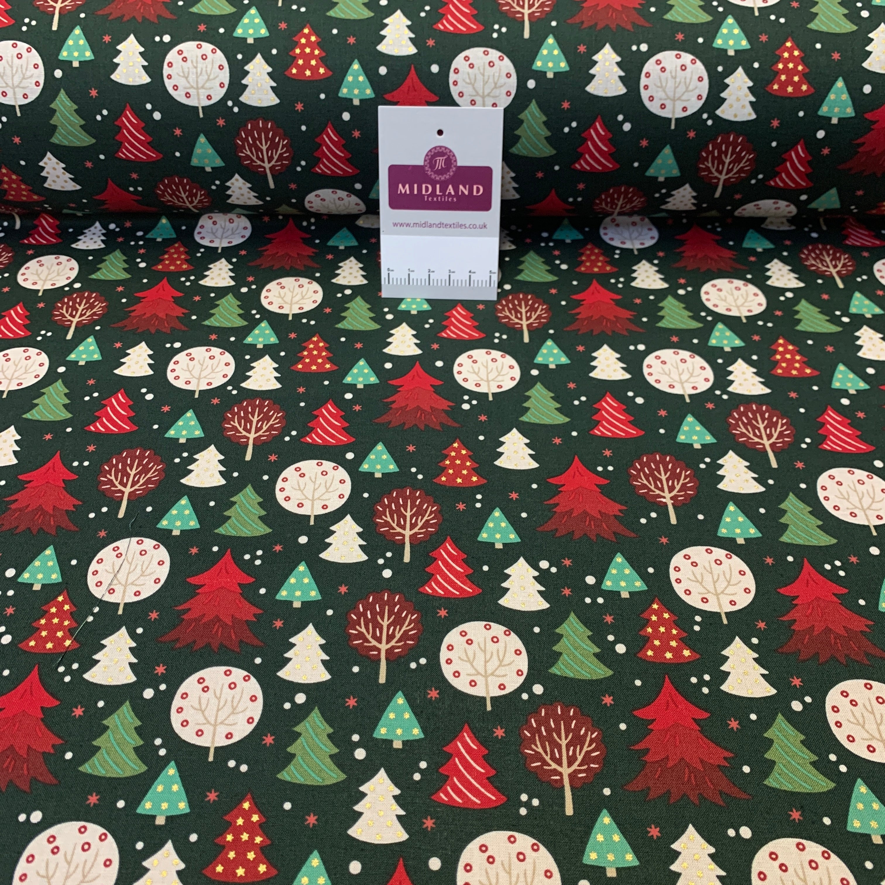 Christmas Gold Foil Printed 100% Cotton Fabric  MD1468 Mtex