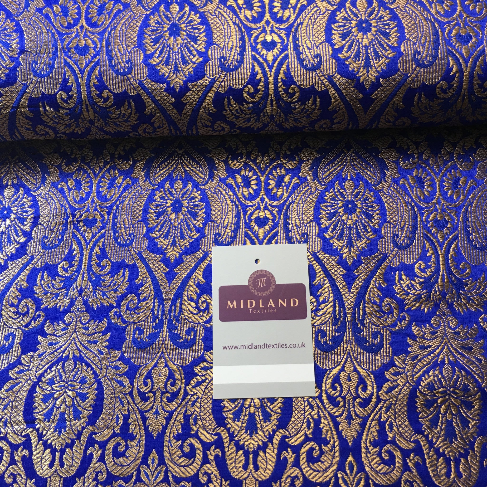 Indian Floral Ornamental Faux Silk Banarsi Brocade fabric 44' Wide M649 - Midland Textiles & Fabric