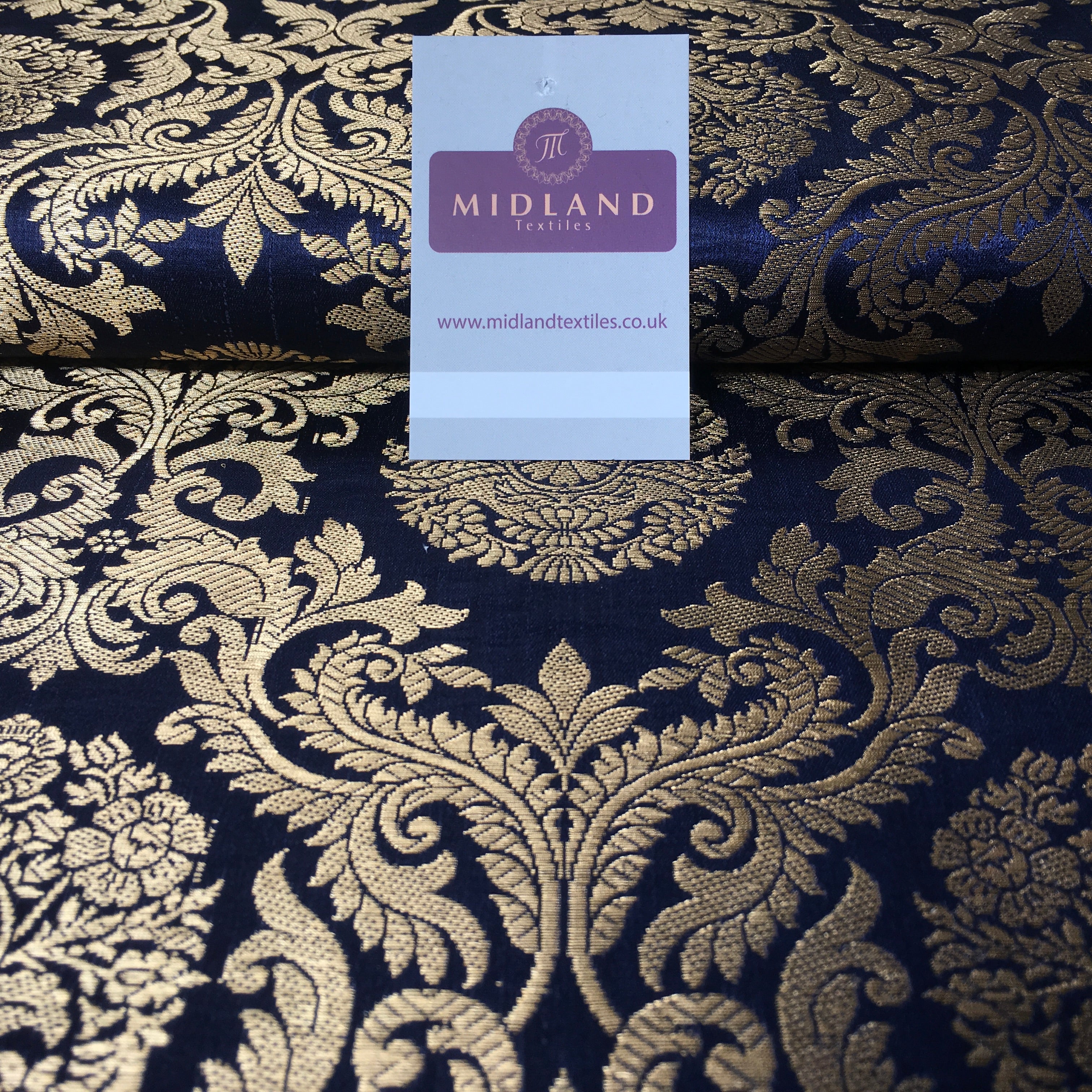 Gold Metallic Ornamental Indian Faux Silk Banarsi brocade Fabric 44' Wide M807