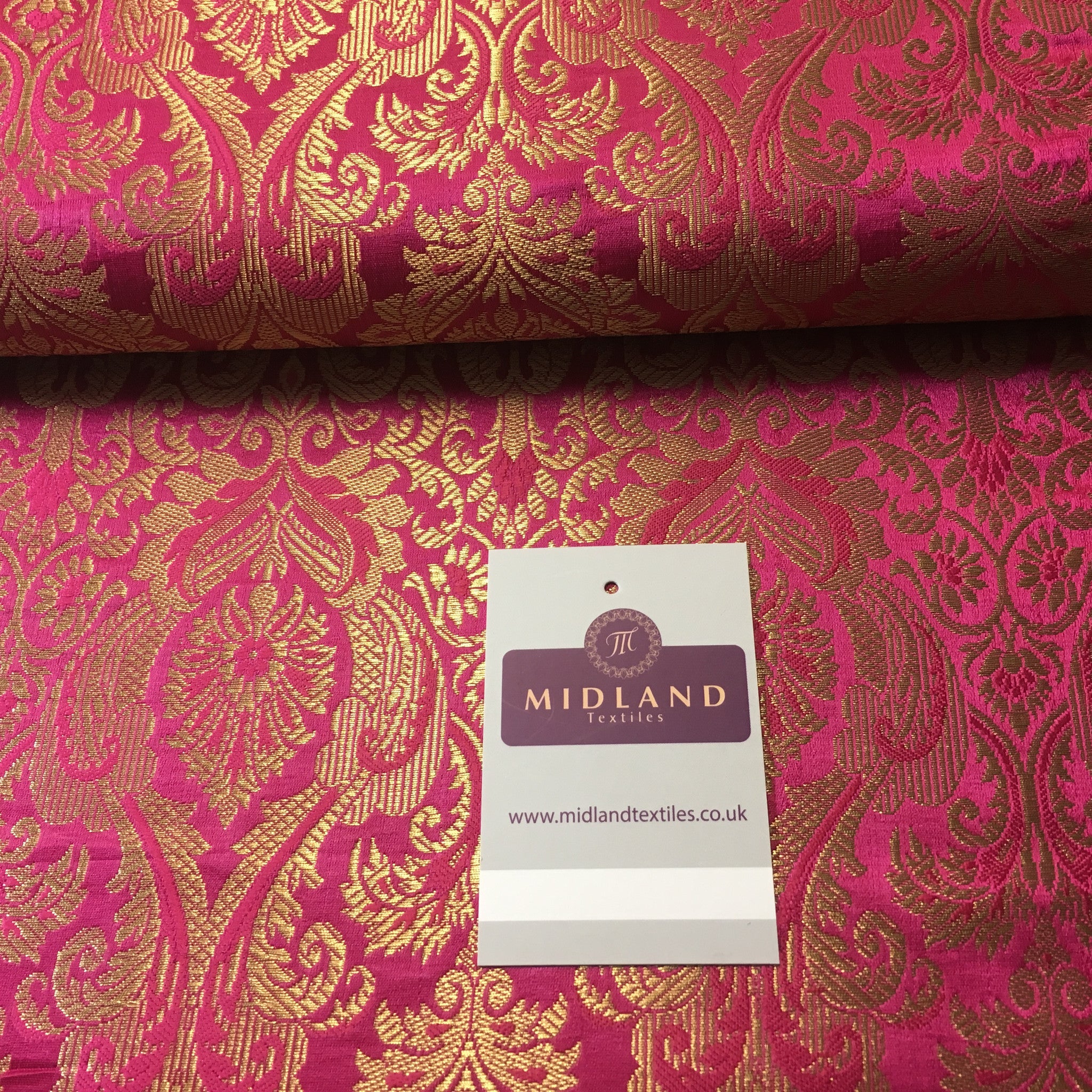 Indian Floral Ornamental Faux Silk Banarsi Brocade fabric 44' Wide M649 - Midland Textiles & Fabric